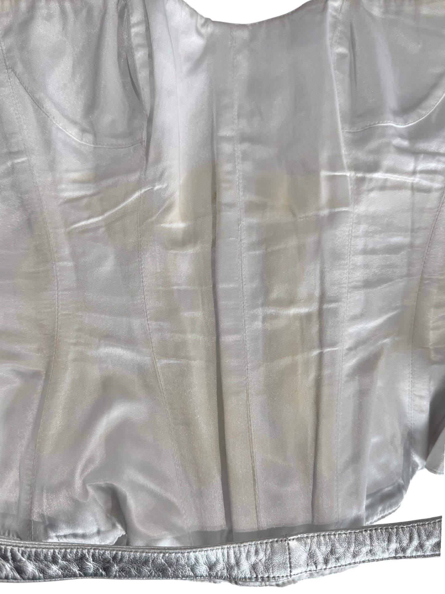 THIERRY MUGLER 1990s SILVER LEATHER CORSET