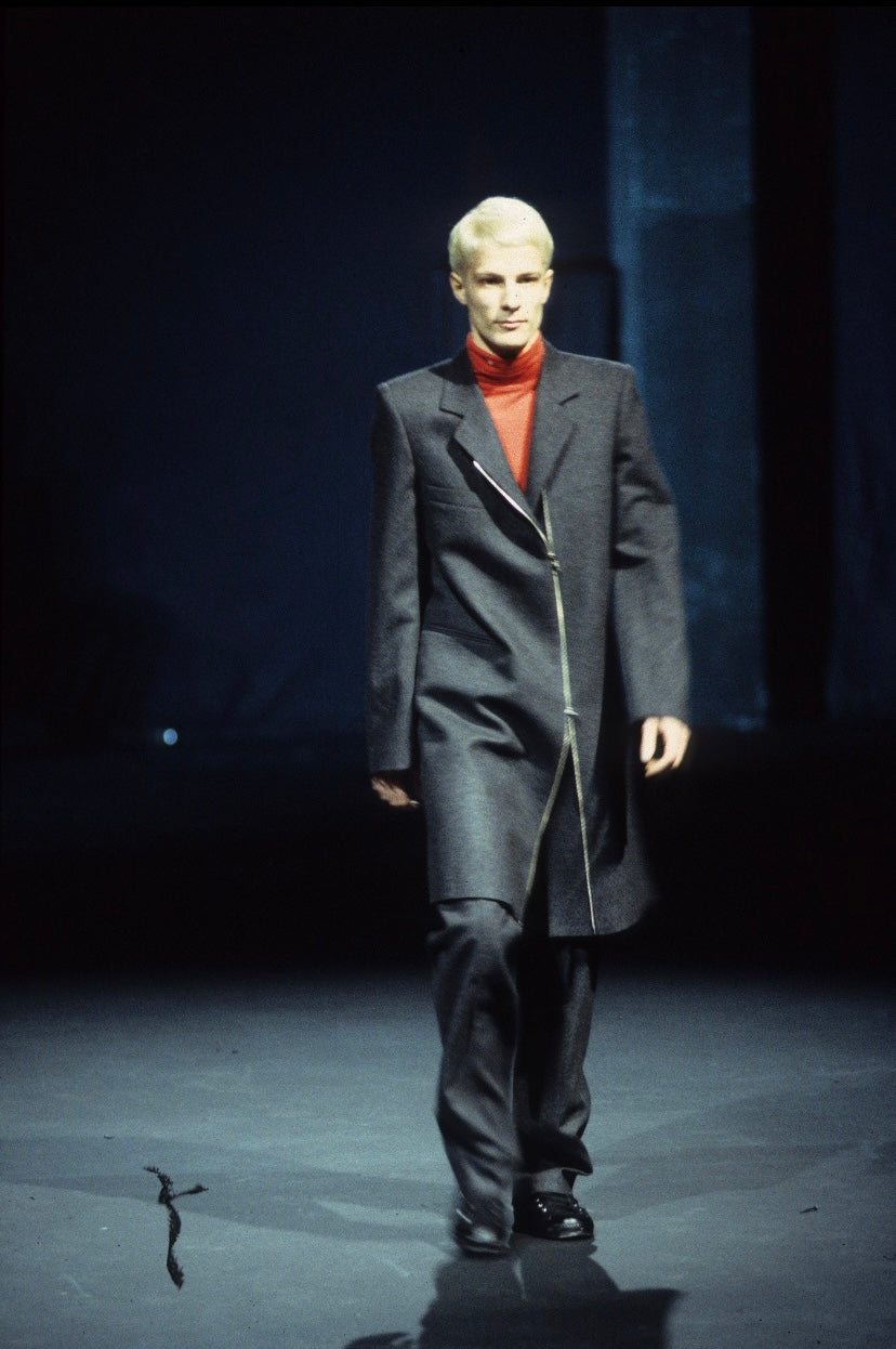 RAF SIMONS FW1999 BLACK WOOL ZIPPED COAT