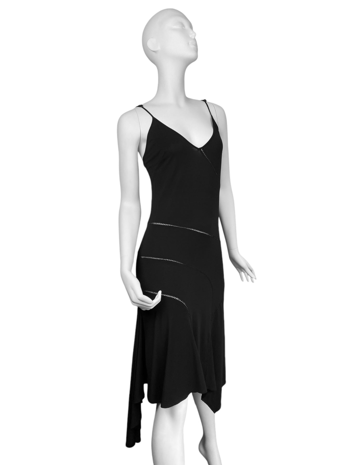 PLEIN SUD SUN 1990s BLACK PICOT SLIP DRESS