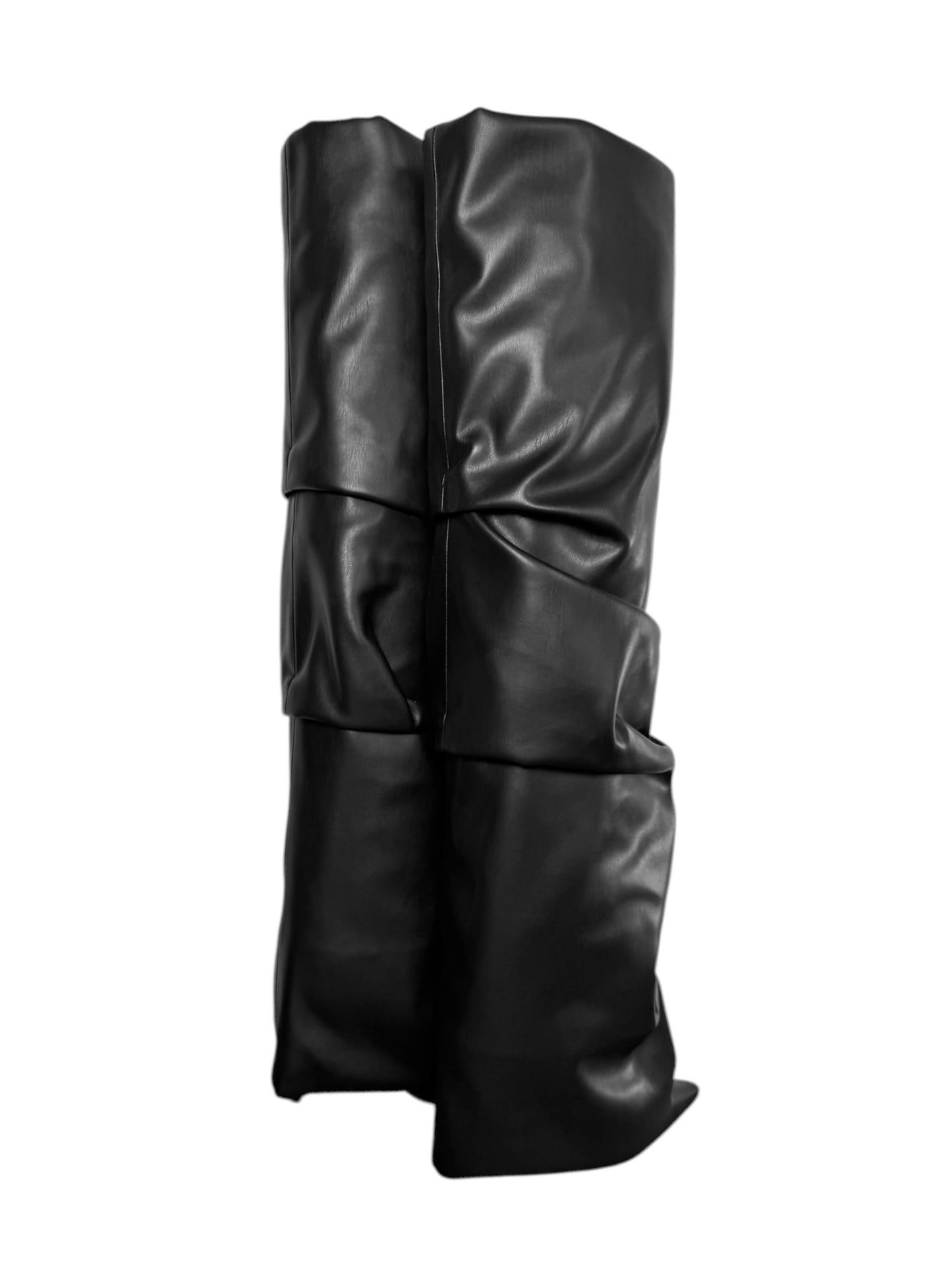 ALEXANDER VAUTHIER 2020s BLACK DRAPED THIGH-HIGH BOOTS