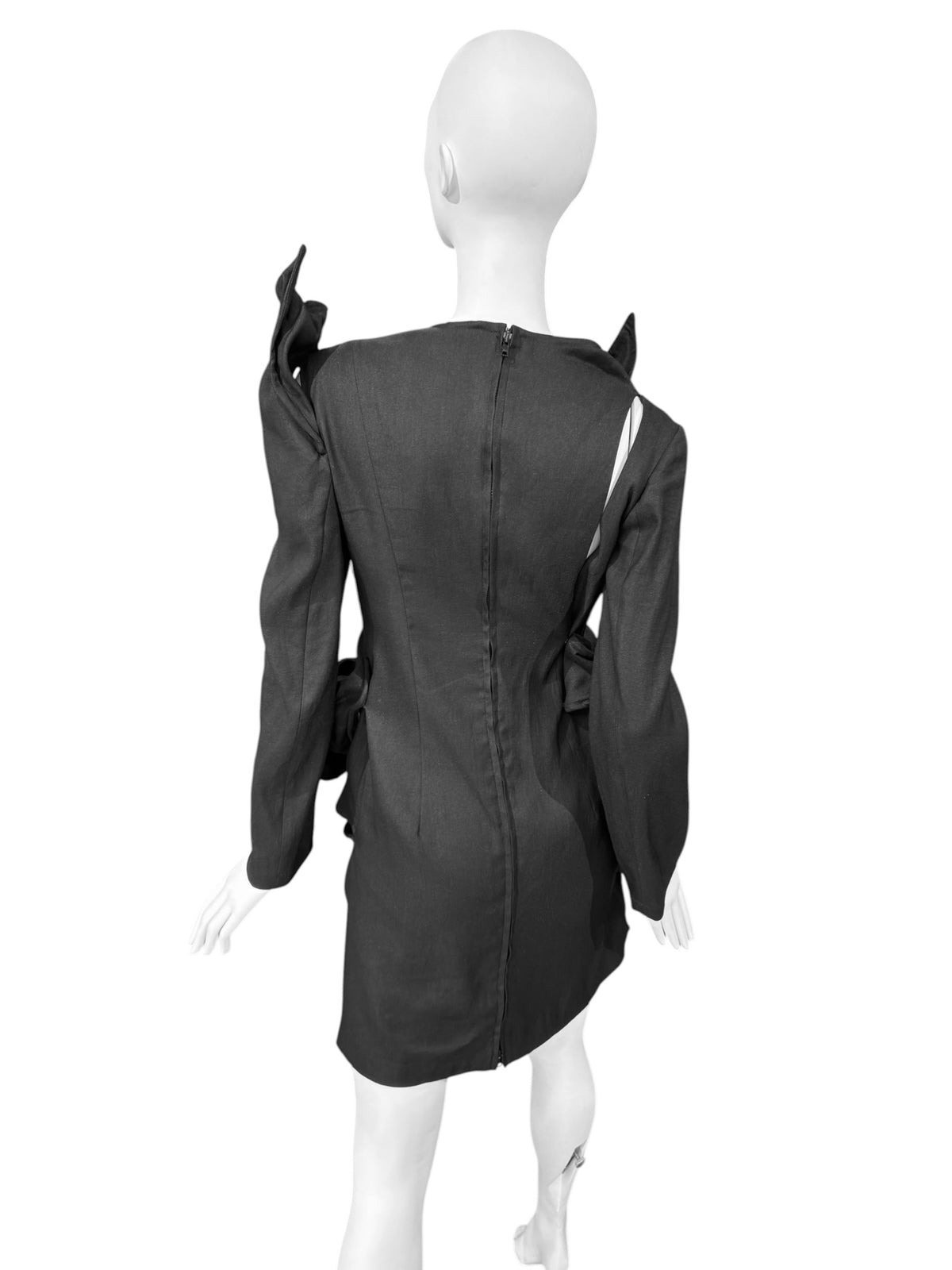 YOHJI YAMAMOTO SS2021 BLACK SCULPTURAL WIRE-DETAIL JACKET