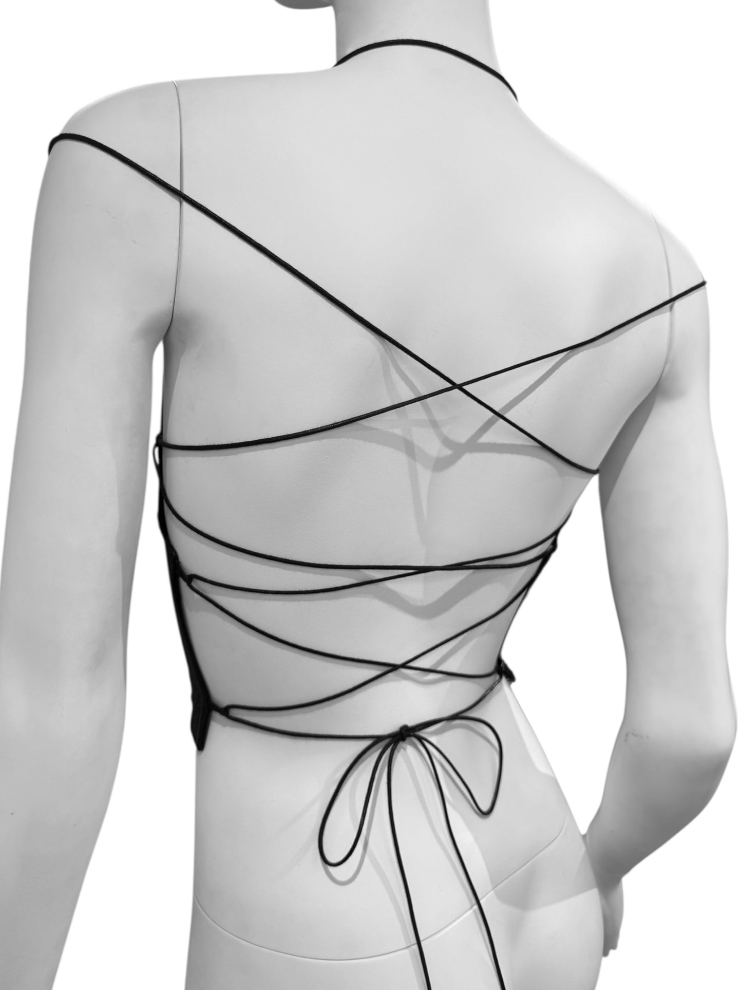 PLEIN SUD SS1994 BLACK LEATHER LACE-UP CORSET