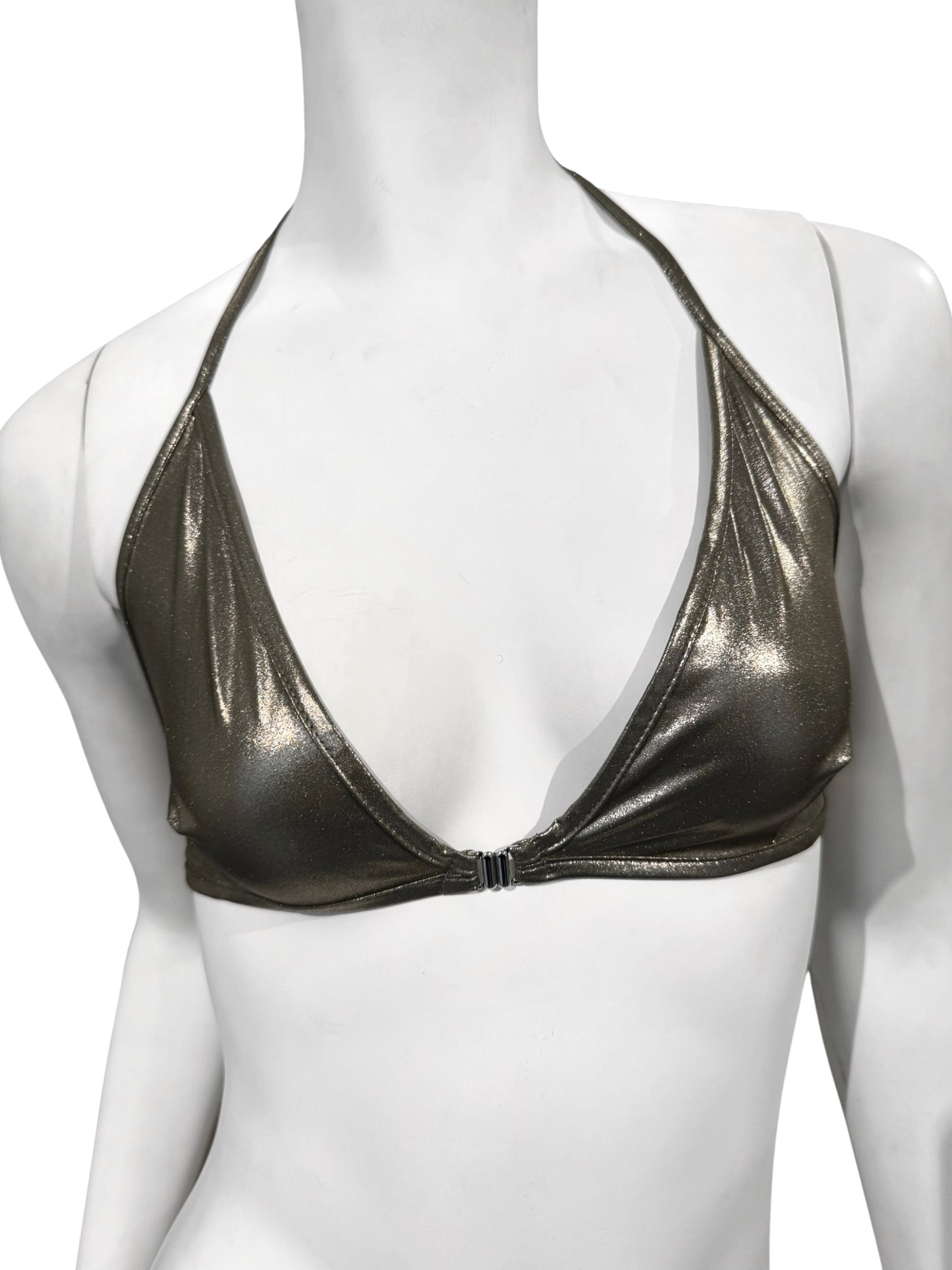 RICK OWENS SS2020 «TECUATL» METALLIC GREEN HALTER BRA TOP
