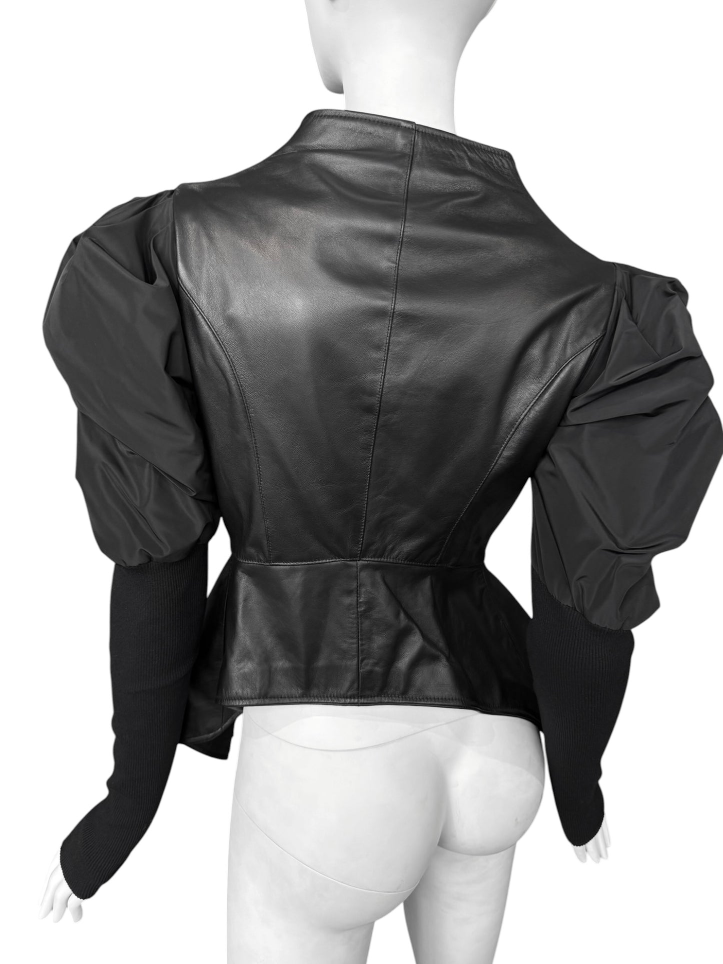 LA HAINE INSIDE US 2020s BLACK LEATHER PUFFY SLEEVES JACKET