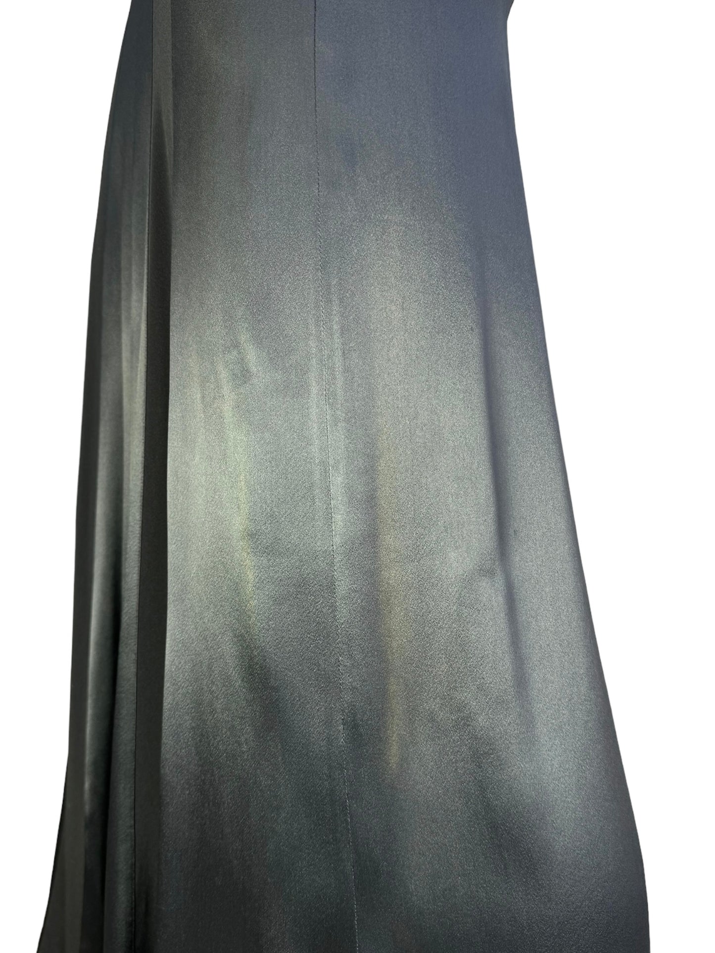 FAYÇAL AMOR SS2003 METALLIC GREY ANATOMICAL HALTERNECK MAXI DRESS