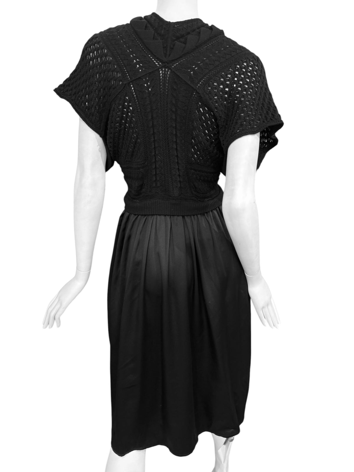 PLEIN SUD JEANIUS 2000s BLACK SILK & WOOL MIDI DRESS