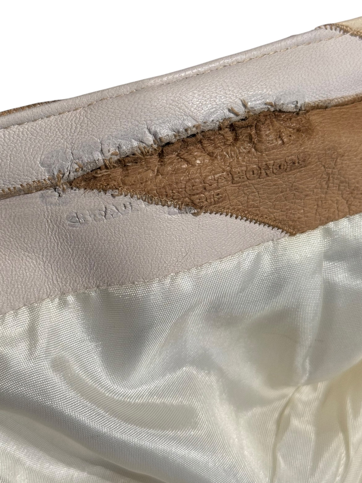 JITROIS 2000s BEIGE LEATHER PATCHWORK PANTS
