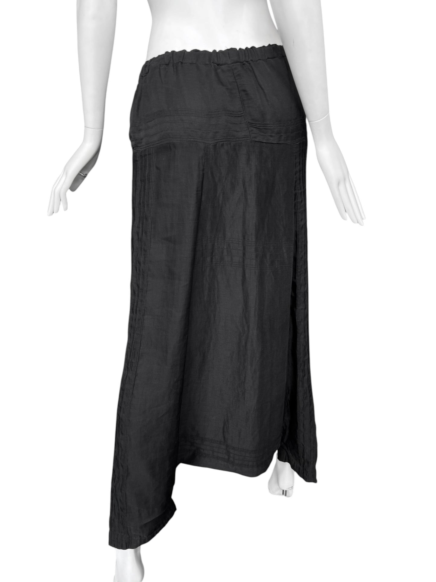 SHIRIN GUILD 1990s BLACK LINEN & SILK HAREM PANTS