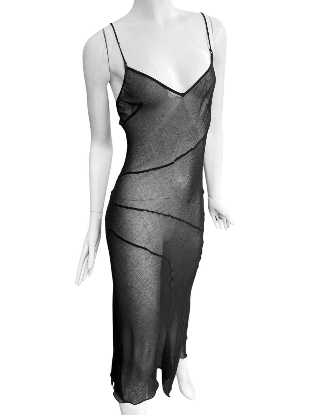 PLEIN SUD SS2002 BLACK SHEER MAXI DRESS