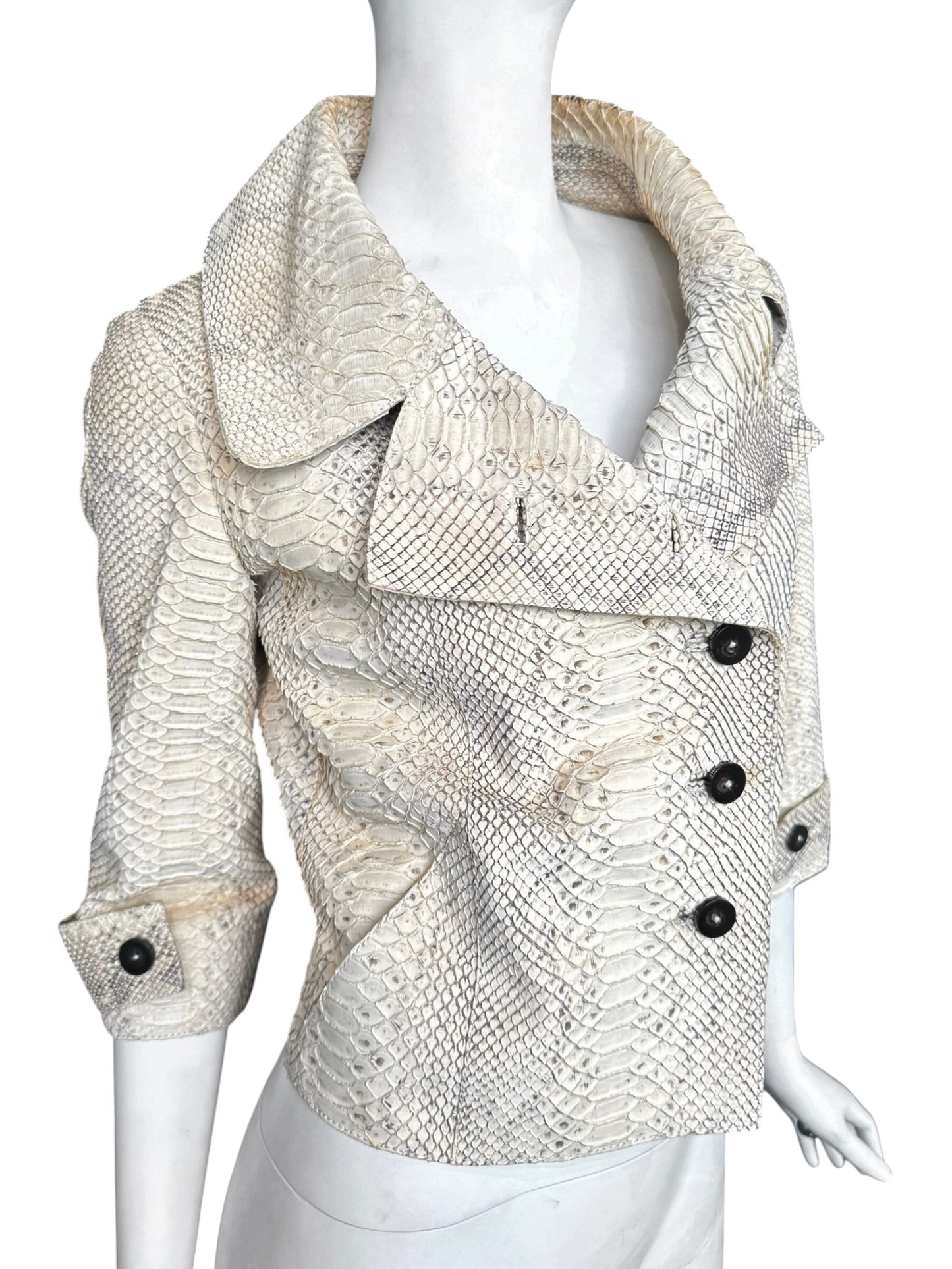 JITROIS 2000s CREAM PYTHON LEATHER JACKET