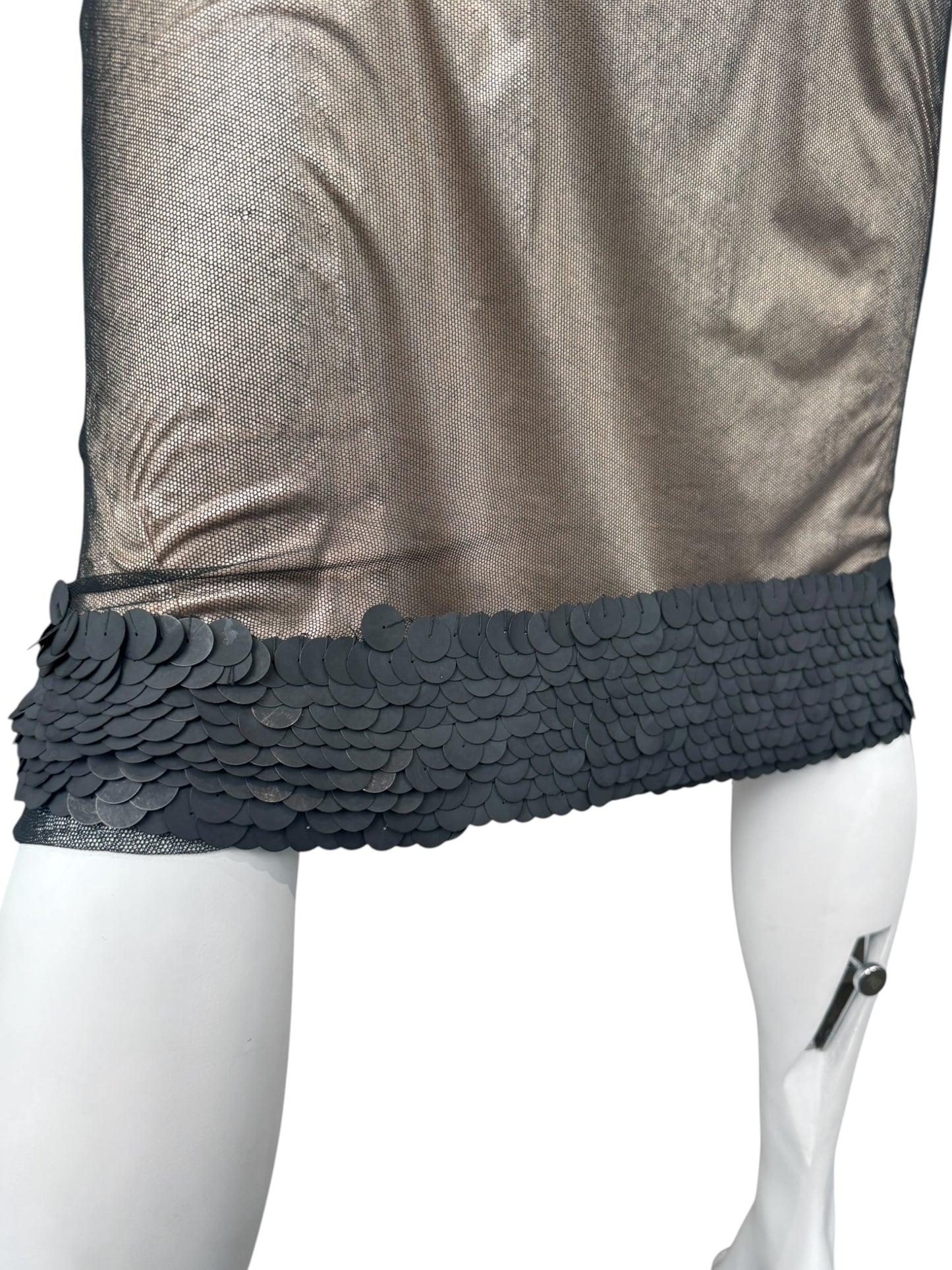 PLEIN SUD SS1999 BLACK TULLE EMBELLISHED HEM MIDI SKIRT