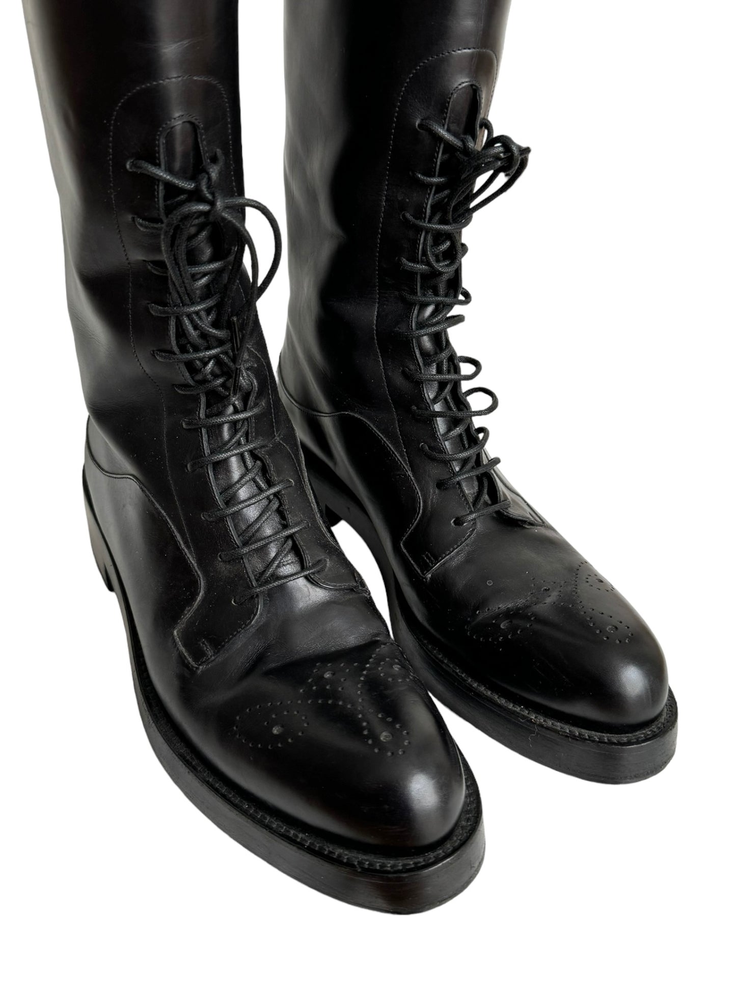 PRADA 2000s BLACK LEATHER OXFORD BOOTS