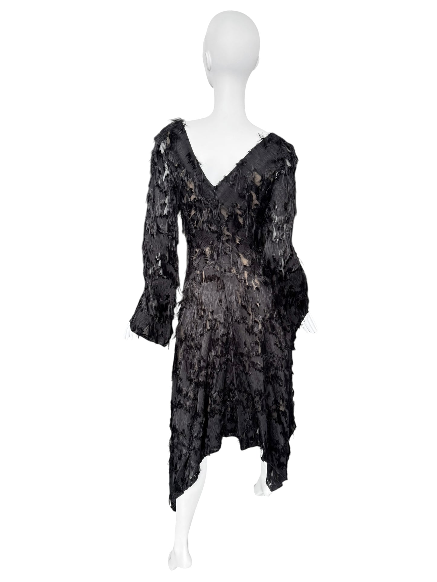 PLEIN SUD 2010s BLACK DISTRESS MIDI DRESS