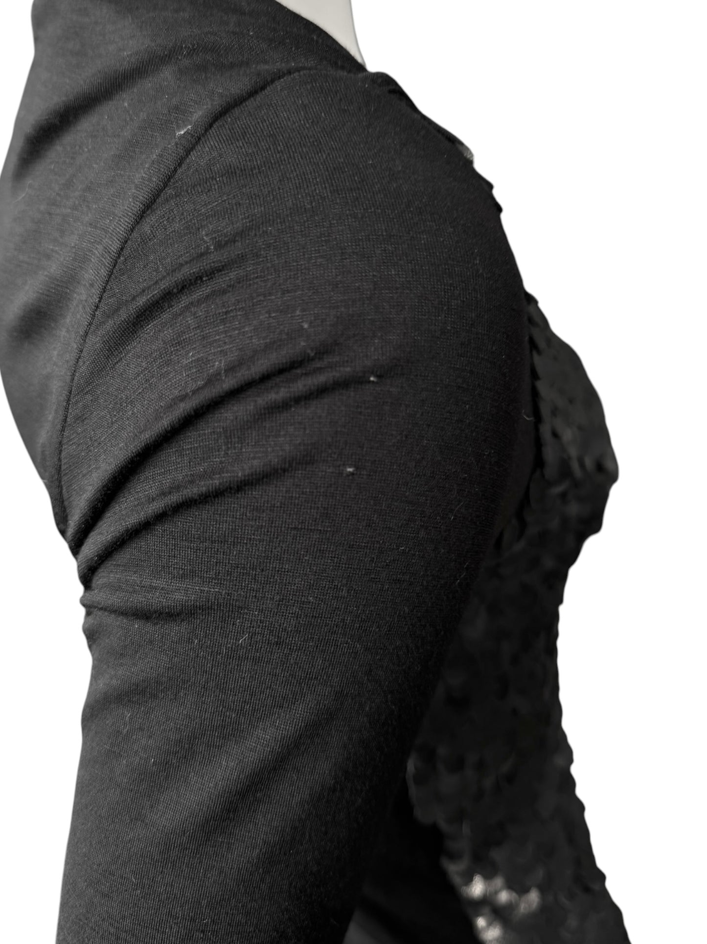 PLEIN SUD FW2001 BLACK LEATHER EMBROIDERED TOP