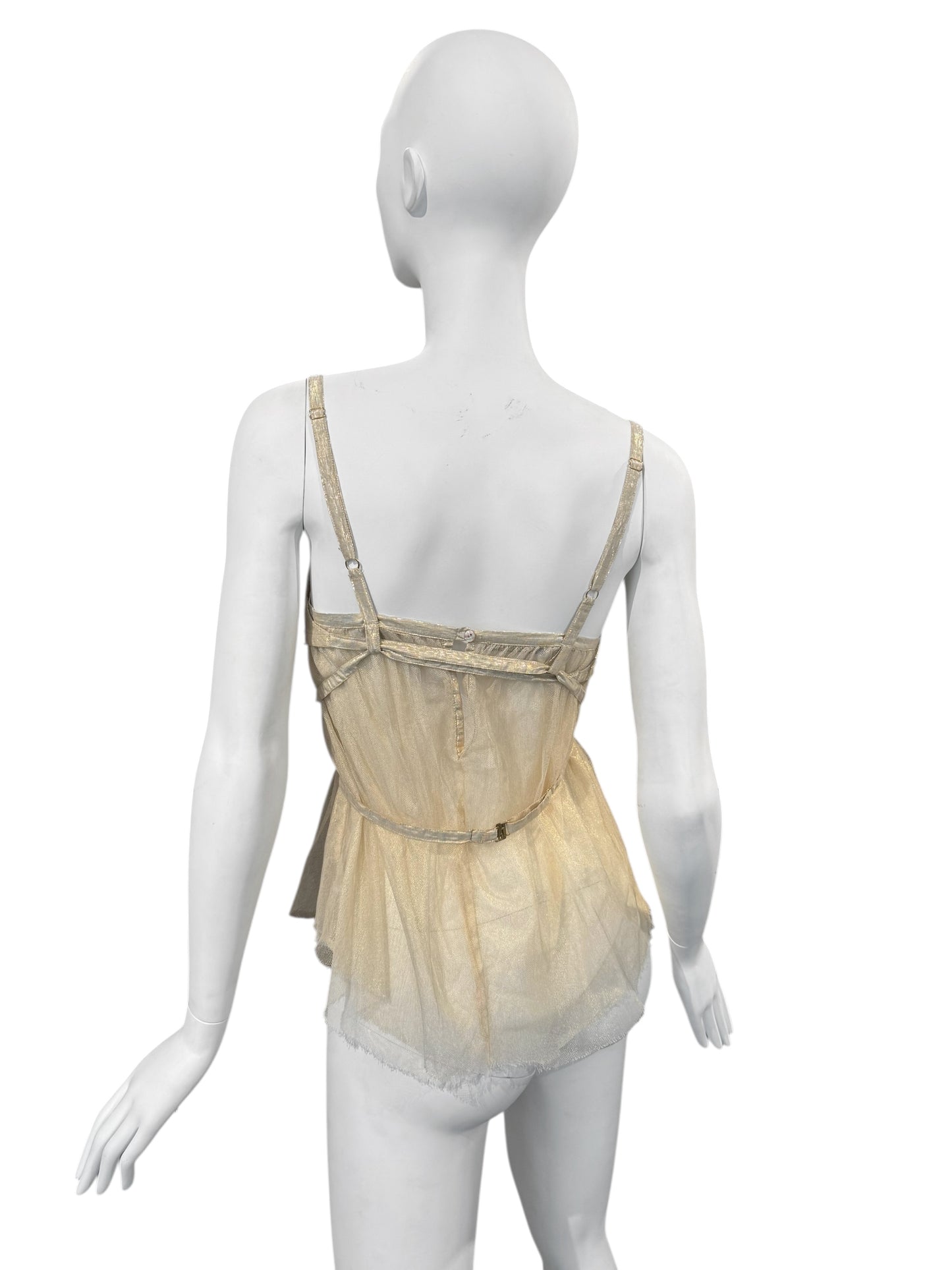 PLEIN SUD 2000s GOLDEN TULLE CAMI TOP
