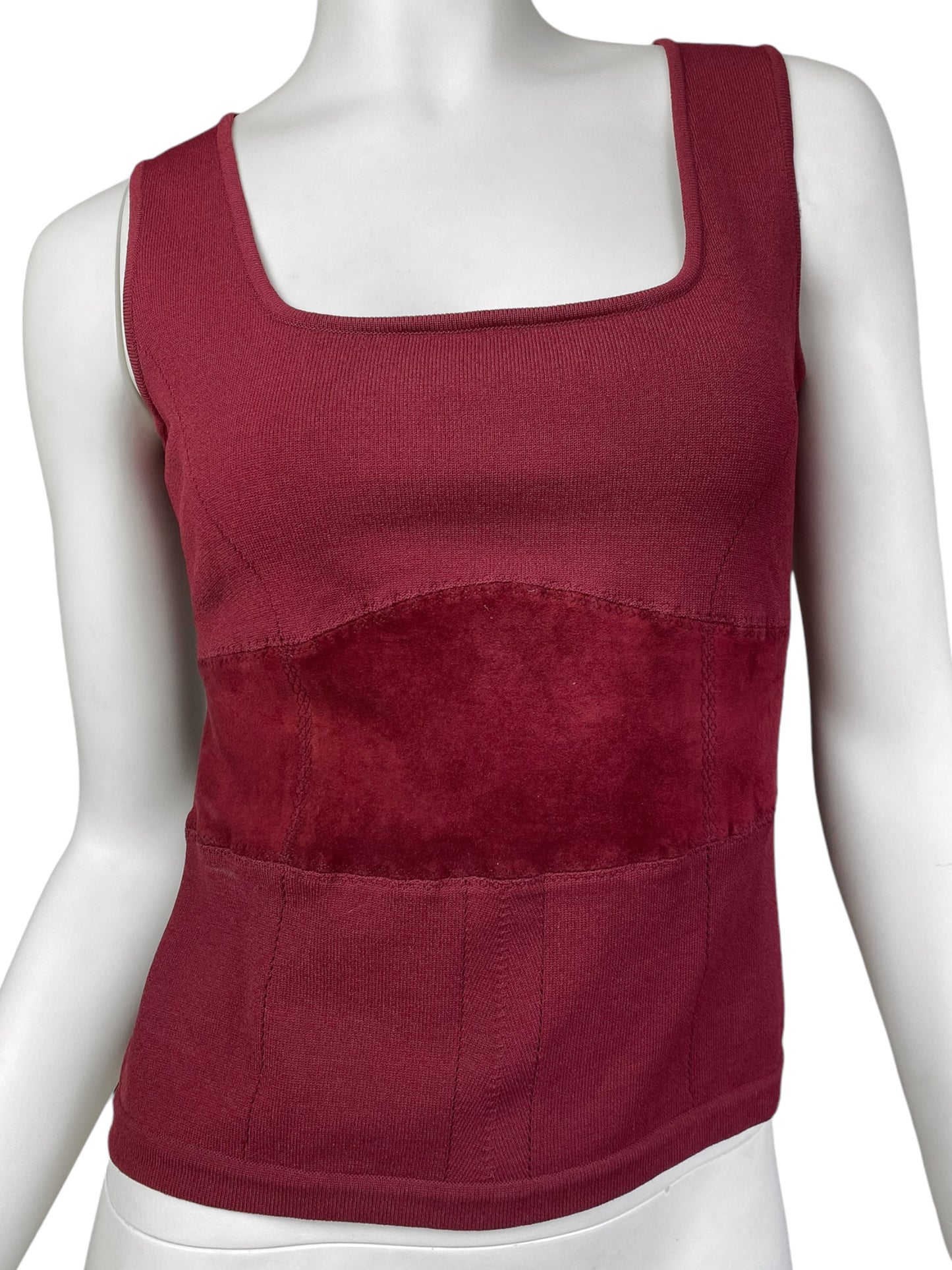 JITROIS 2010s RED BI-MATERIAL TANK TOP