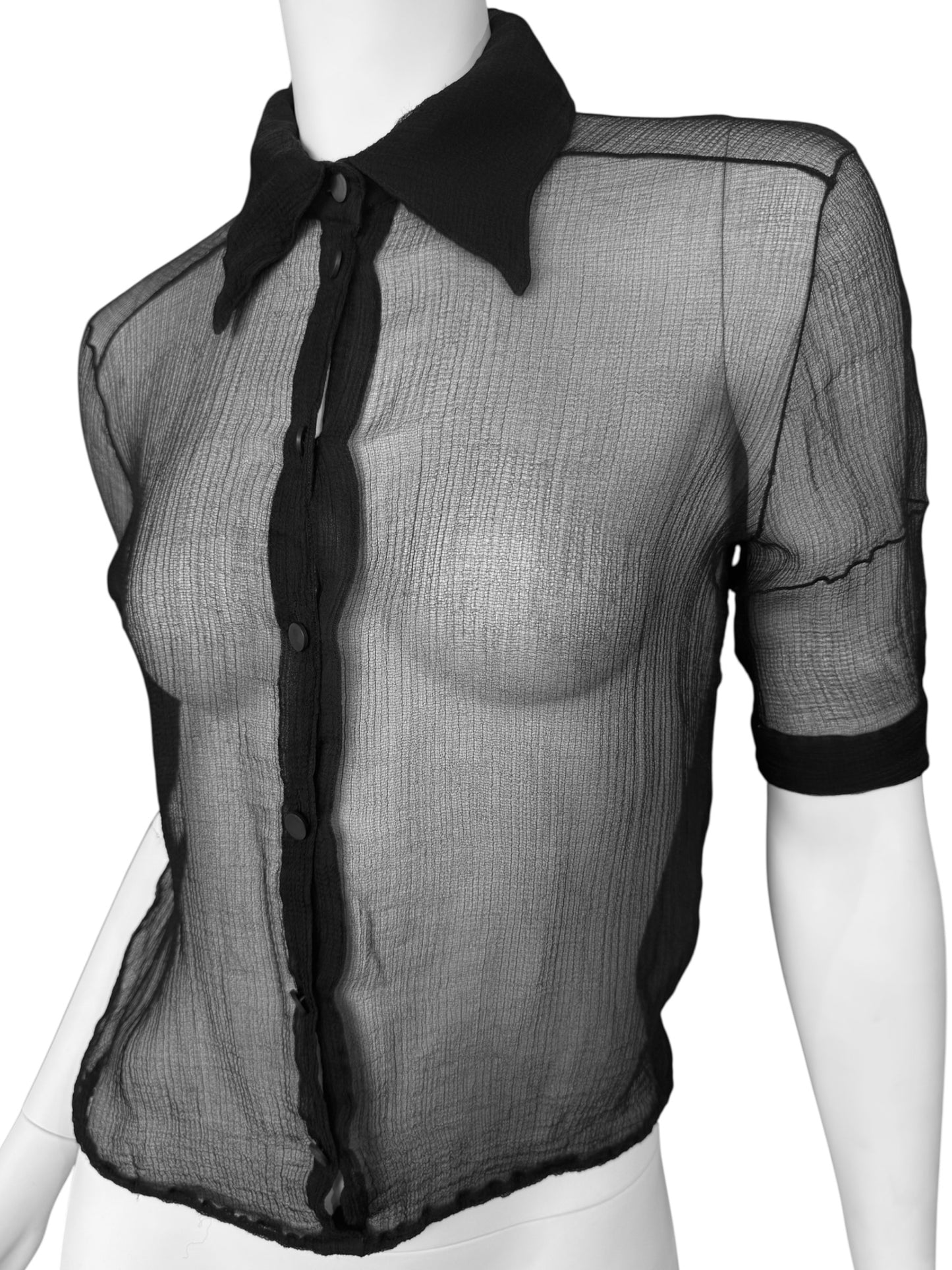 ANNA MOLINARI 2000s BLACK SILK SHIRT