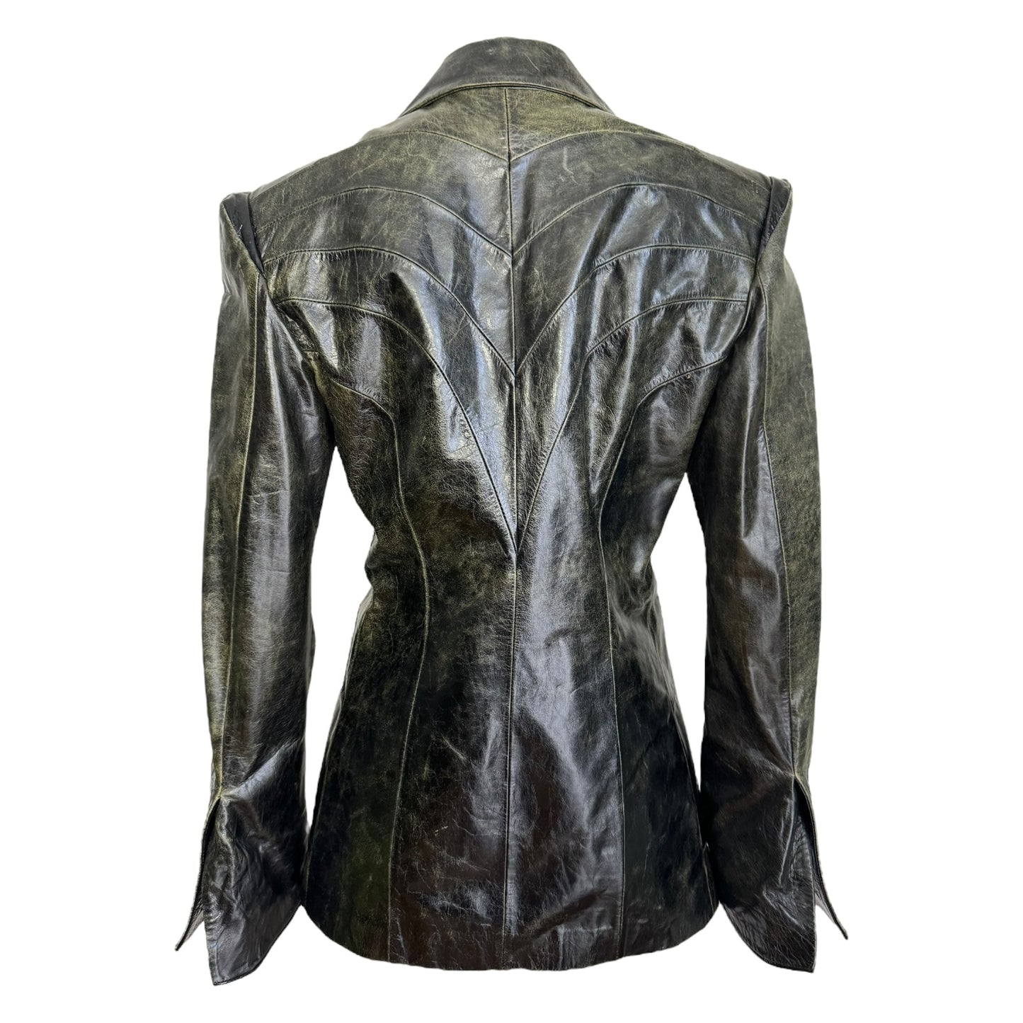 ROBERTO CAVALLI FW1999 DARK GREEN LEATHER BLAZER