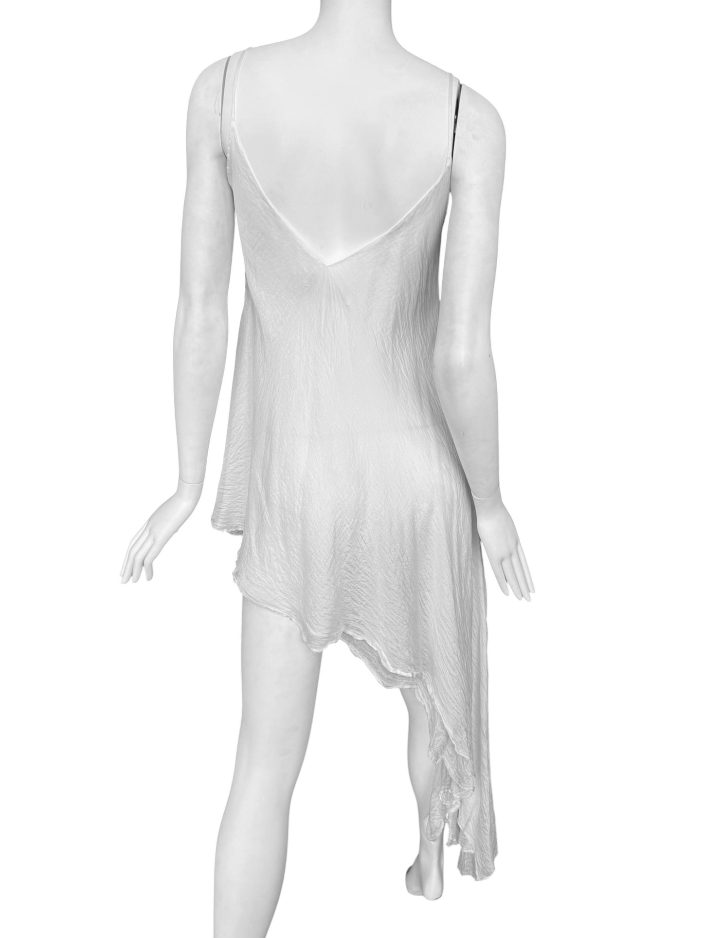 MARC LE BIHAN 2020s WHITE SILK ASYMMETRICAL TOP