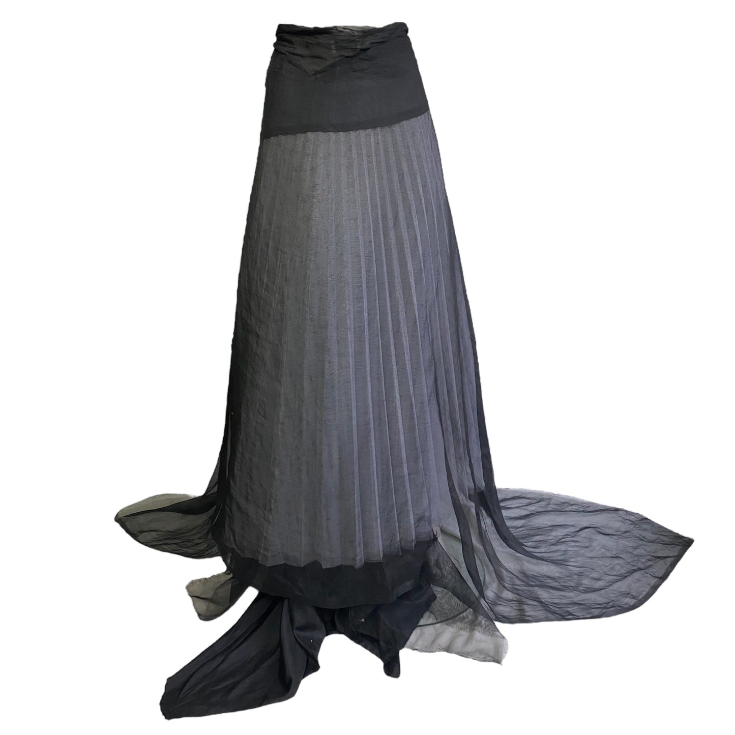 MARC LE BIHAN SS2003 BLACK SILK MAXI SKIRT