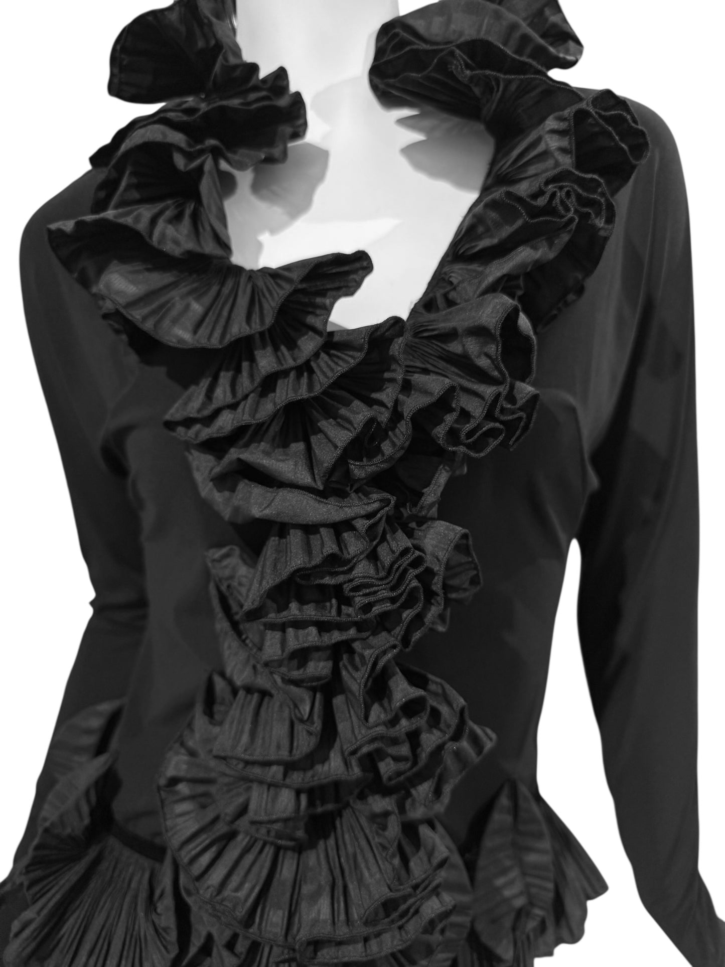 NATHALIE GARÇON 2000s BLACK RUFFLES SHIRT