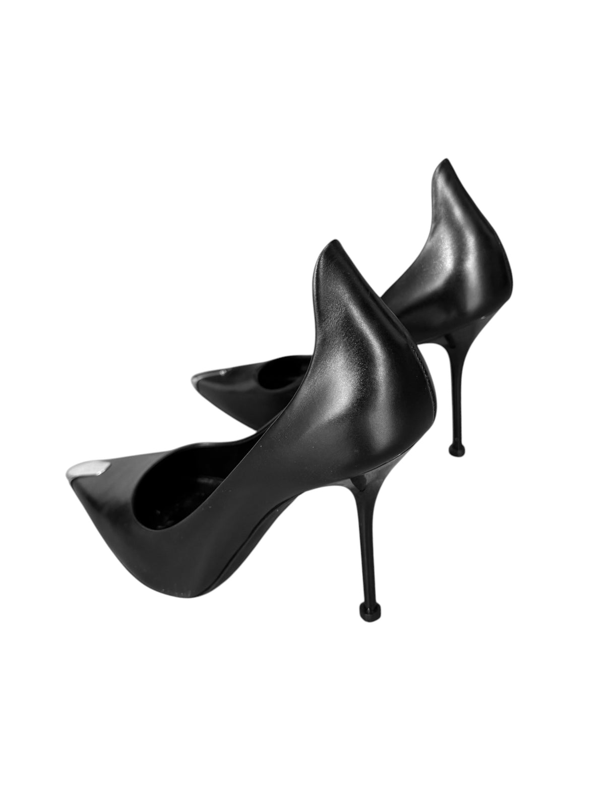 ALEXANDER MCQUEEN SS2022 BY SARAH BURTON BLACK LEATHER HEELS