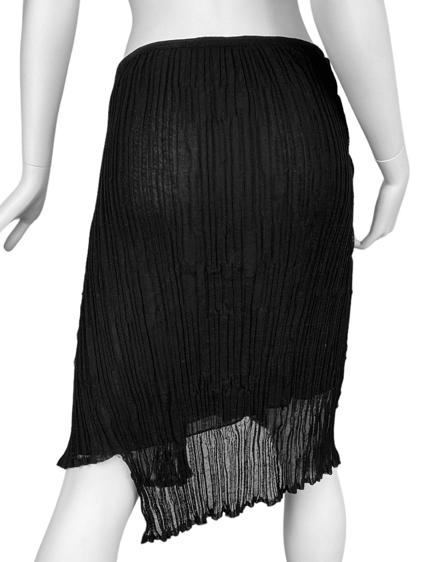 PLEIN SUD 2000s BLACK KNIT ASYMMETRICAL GATHERED SKIRT/BUSTIER TOP