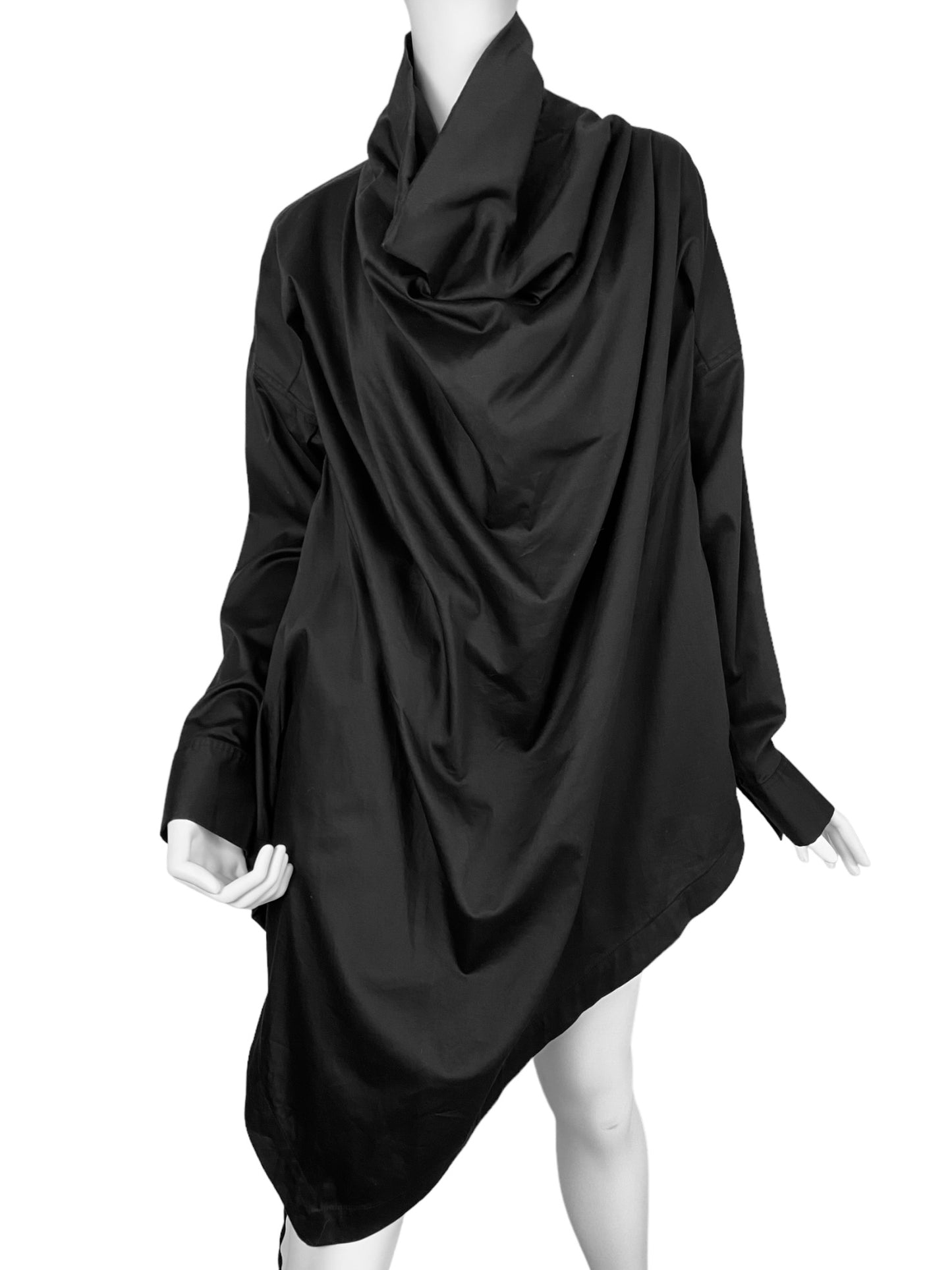 CORA KEMPERMAN 2010s BLACK COWL NECK DRAPED BLOUSE