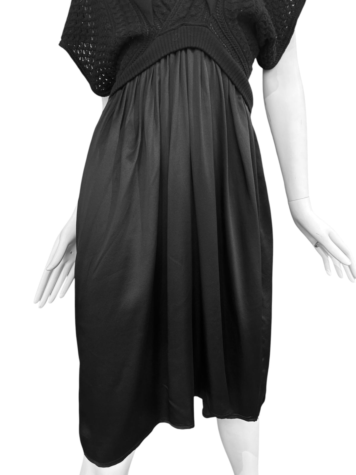 PLEIN SUD JEANIUS 2000s BLACK SILK & WOOL MIDI DRESS