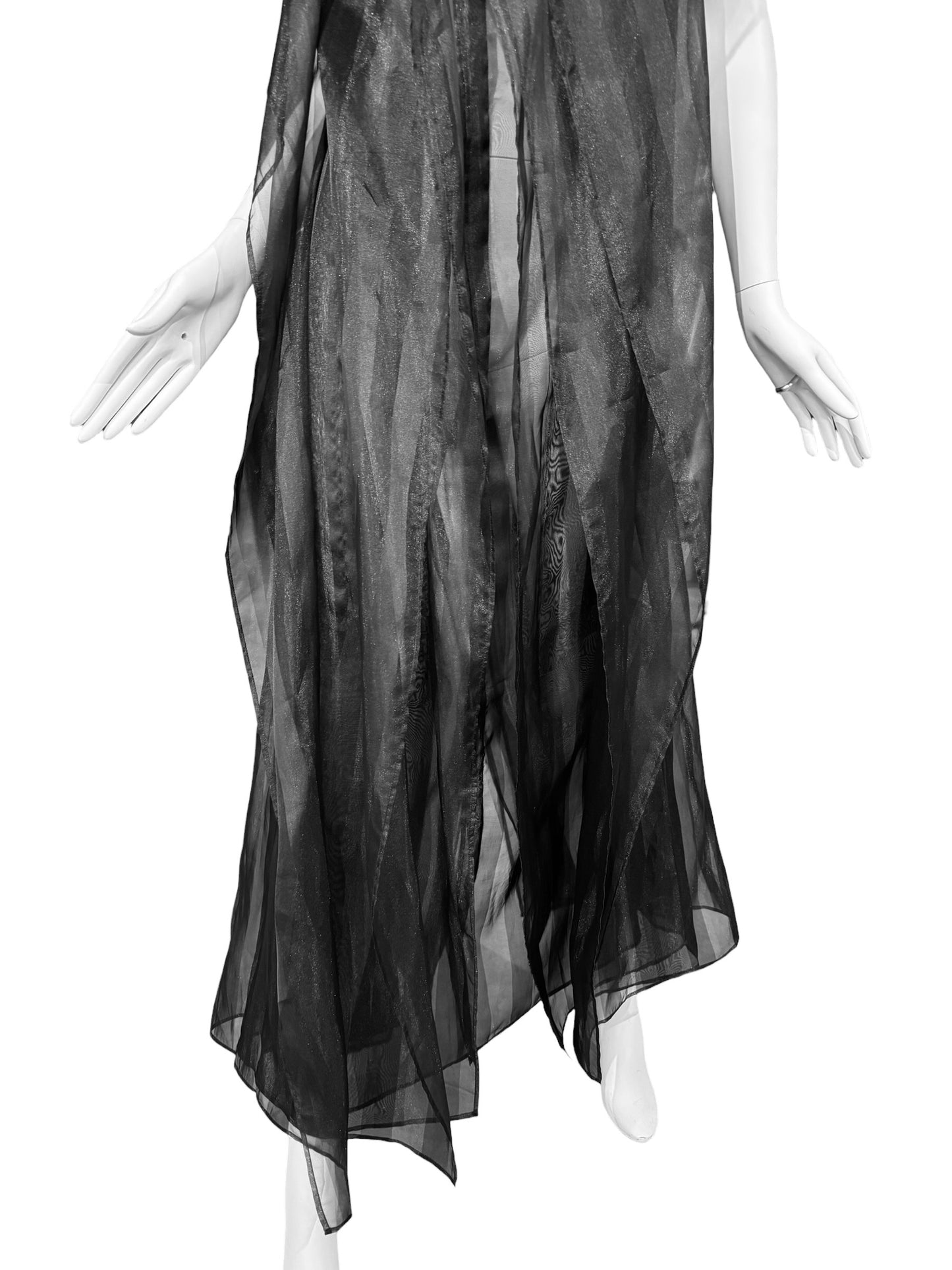 ISSEY MIYAKE FW2009 BY DAI FUJIWARA BLACK PANELS SHEER MAXI DRESS