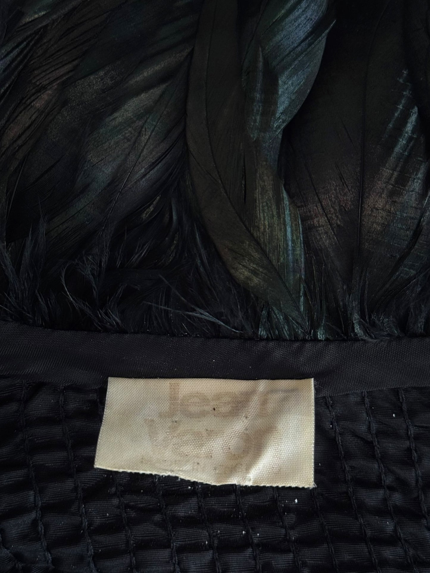 JEAN VARON 1960s BLACK SEQUINS & ROOSTER FEATHERS COLLAR JACKET