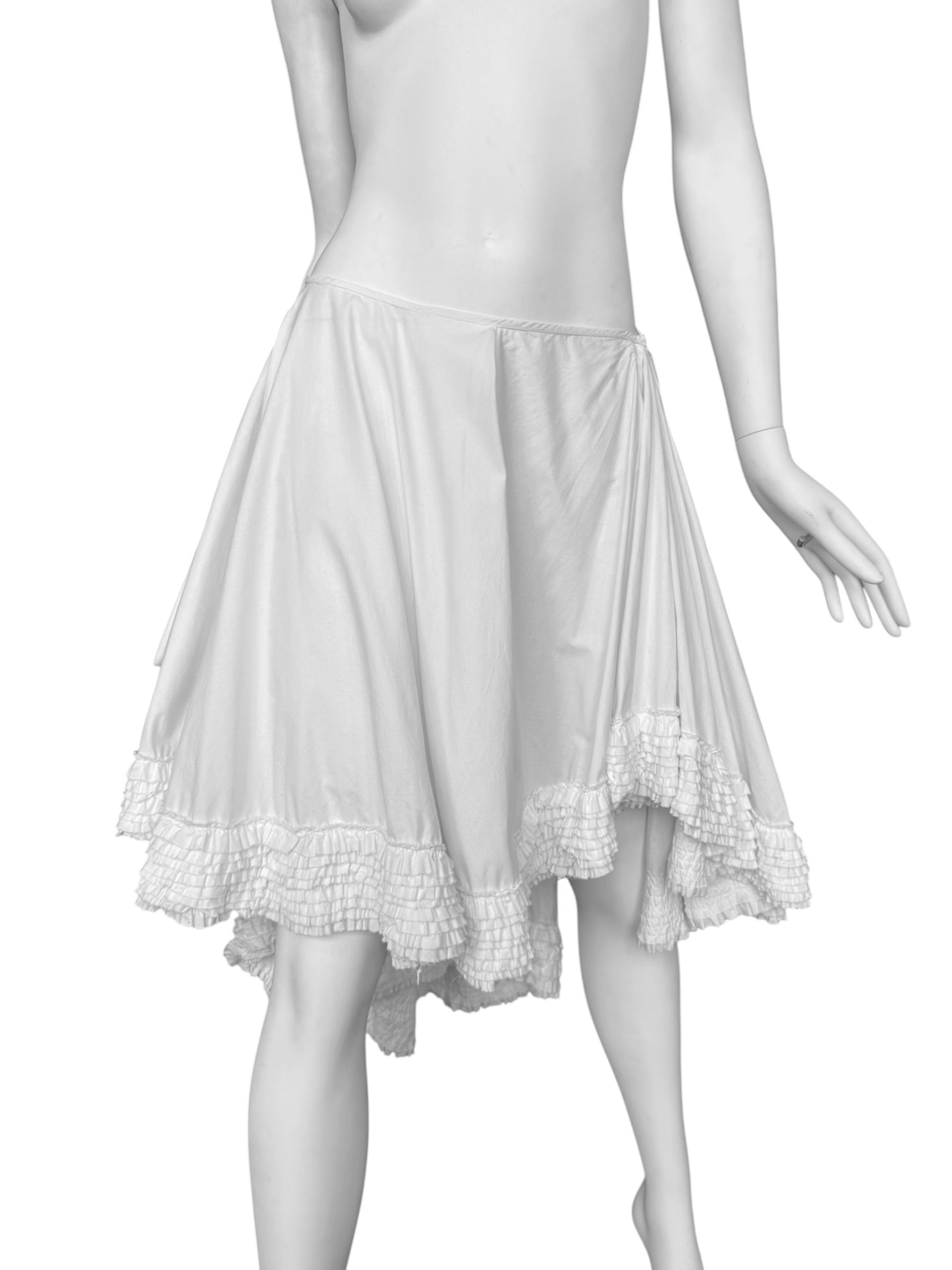 ALEXANDER MCQUEEN SS2002 ‘THE DANCE OF THE TWISTED BULL’ WHITE RUFFLES MIDI SKIRT
