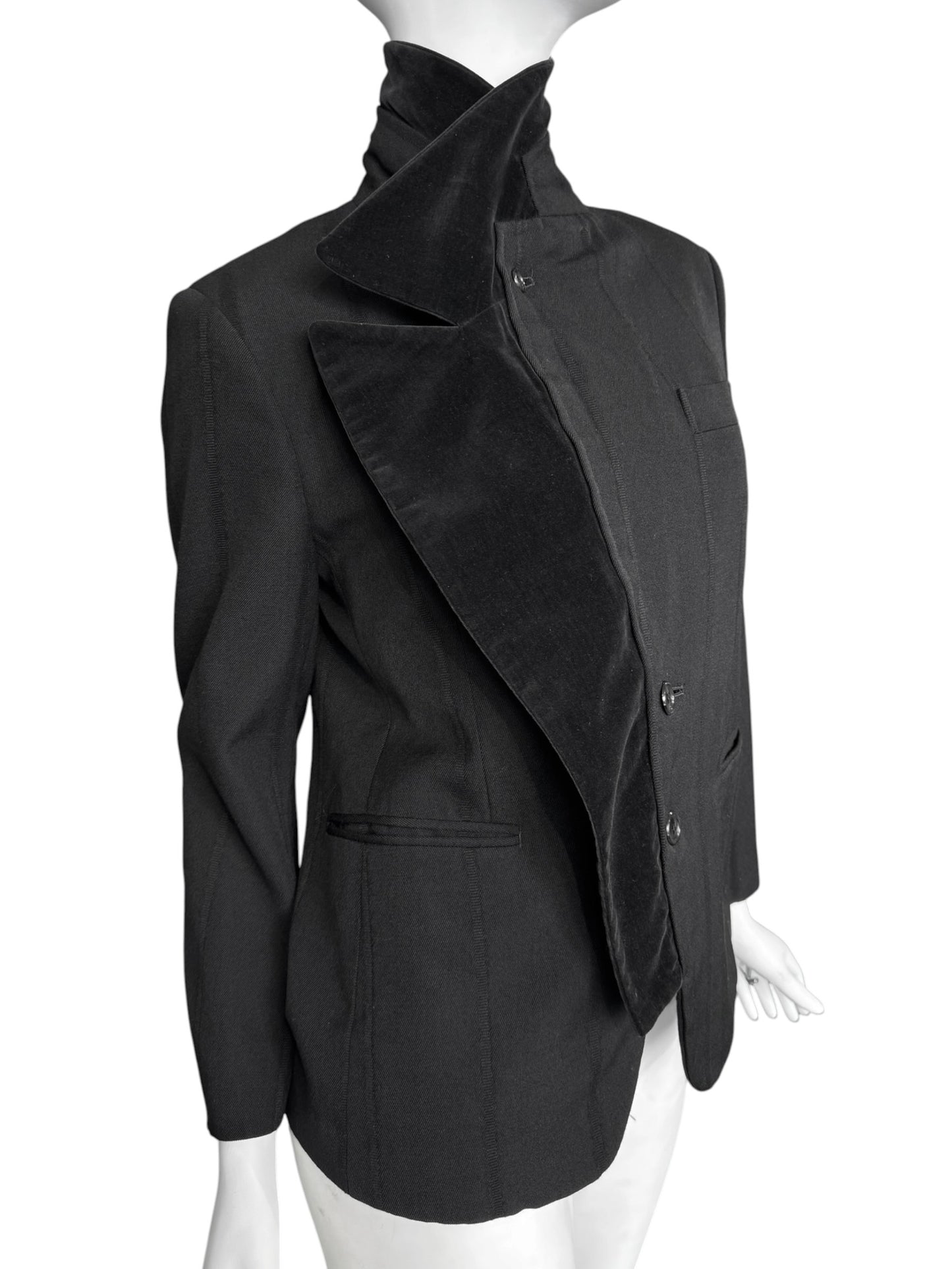COMME DES GARÇONS FW2001 BLACK WOOL ASYMMETRICAL BLAZER