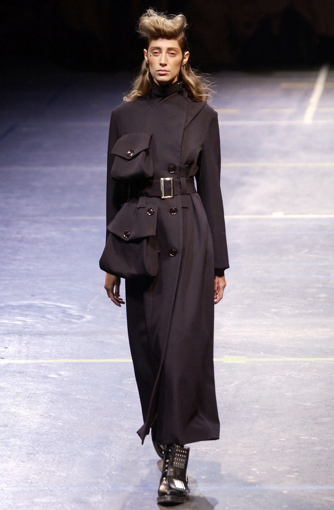 YOHJI YAMAMOTO FW2004 BLACK WOOL POCKET COAT
