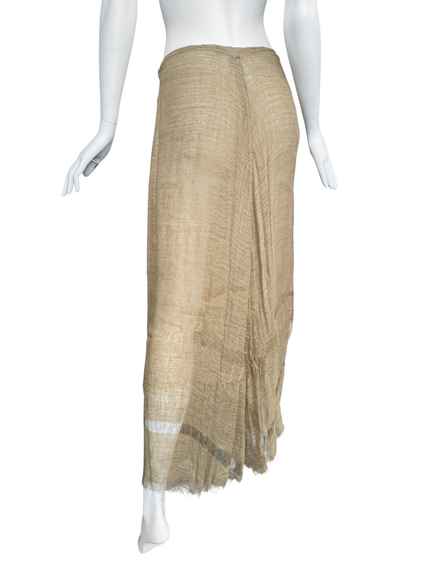 FAYÇAL AMOR SS1993 BEIGE RAW JUTE MAXI SKIRT