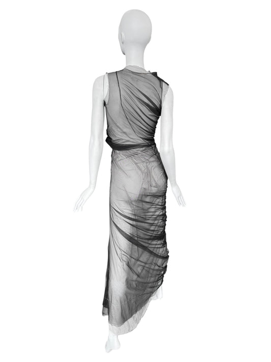 MAISON MARGIELA SS2021 BY JOHN GALLIANO BLACK & WHITE LAYERED DRAPÉ MAXI DRESS