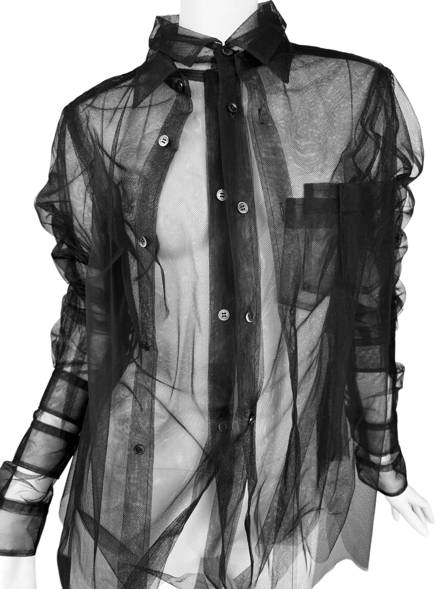 COMME DES GARÇONS 1990s BLACK TULLE TRIPLE LAYERED SHIRT