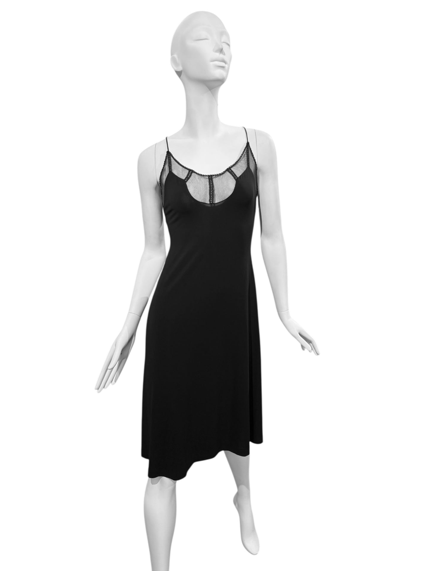 PLEIN SUD 2000s BLACK TULLE NECKLINE MIDI DRESS