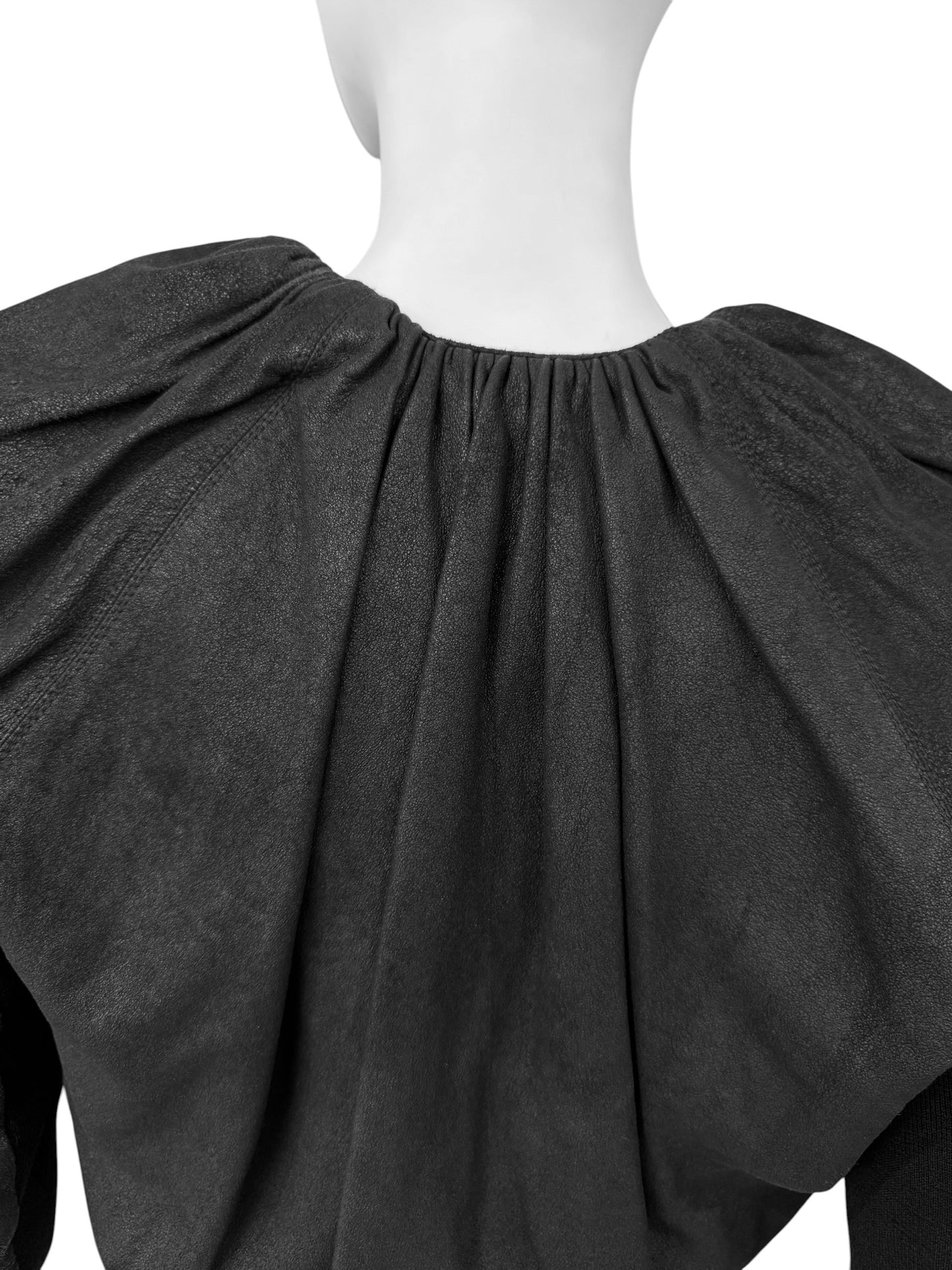 RICK OWENS SS2009 «STRUTTER» BLACK LEATHER BUBBLE JACKET