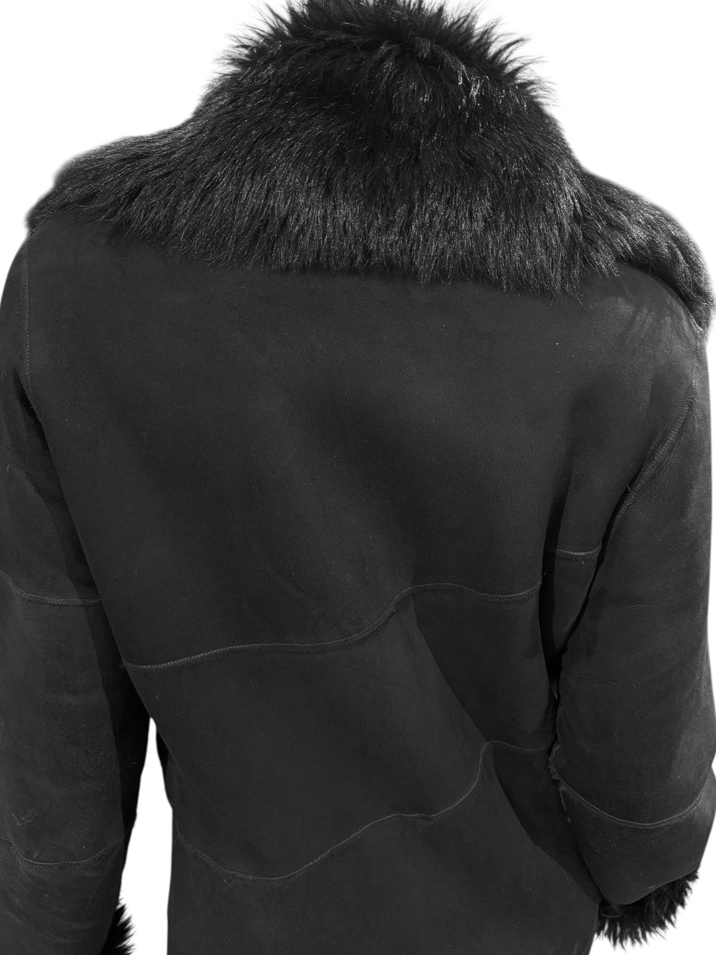 PLEIN SUD 2000s BLACK SHEEPSKIN COAT