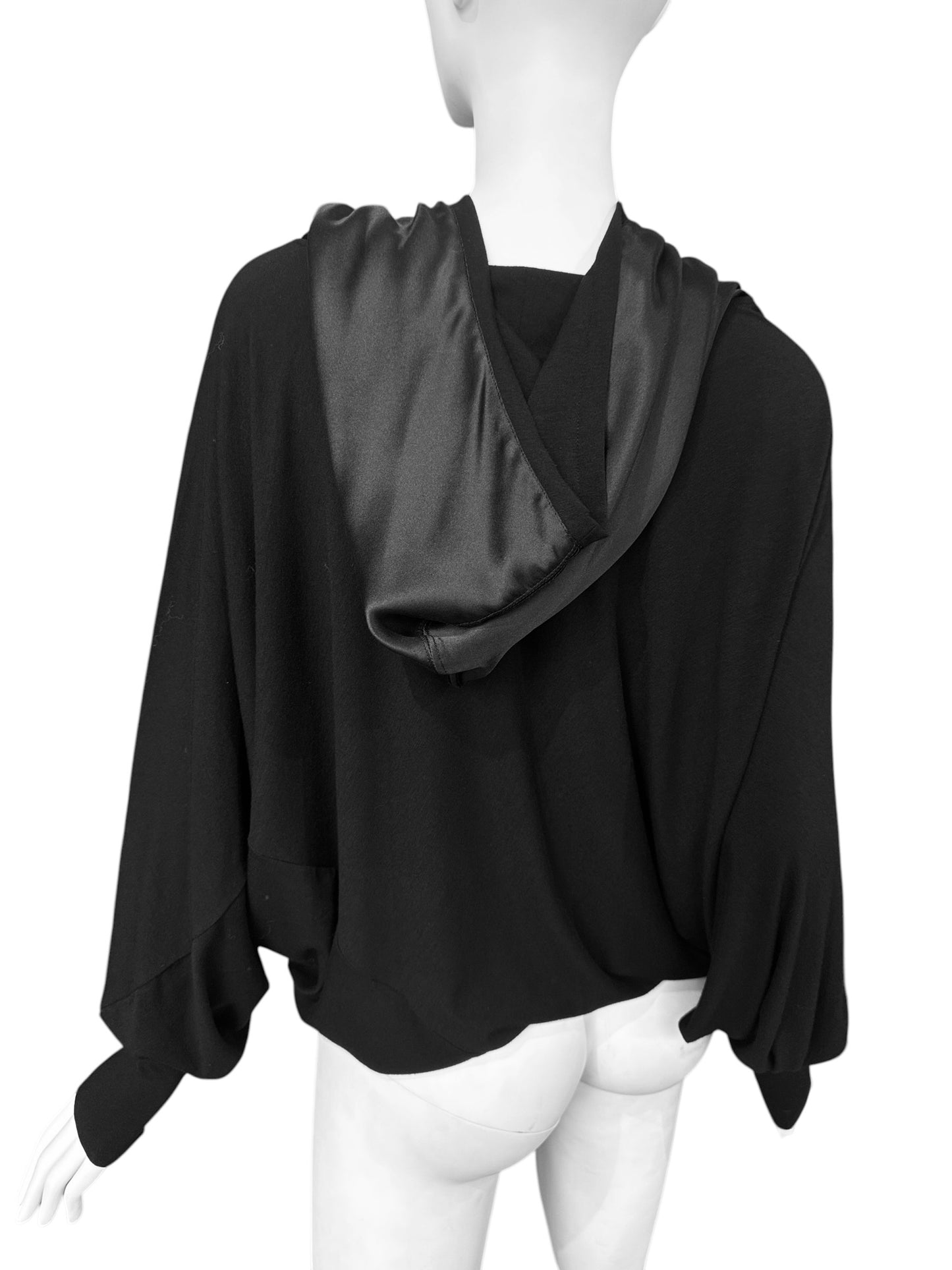 PLEIN SUD JEANIUS FW2013 BLACK HOODED BATWING SLEEVES SWEATER