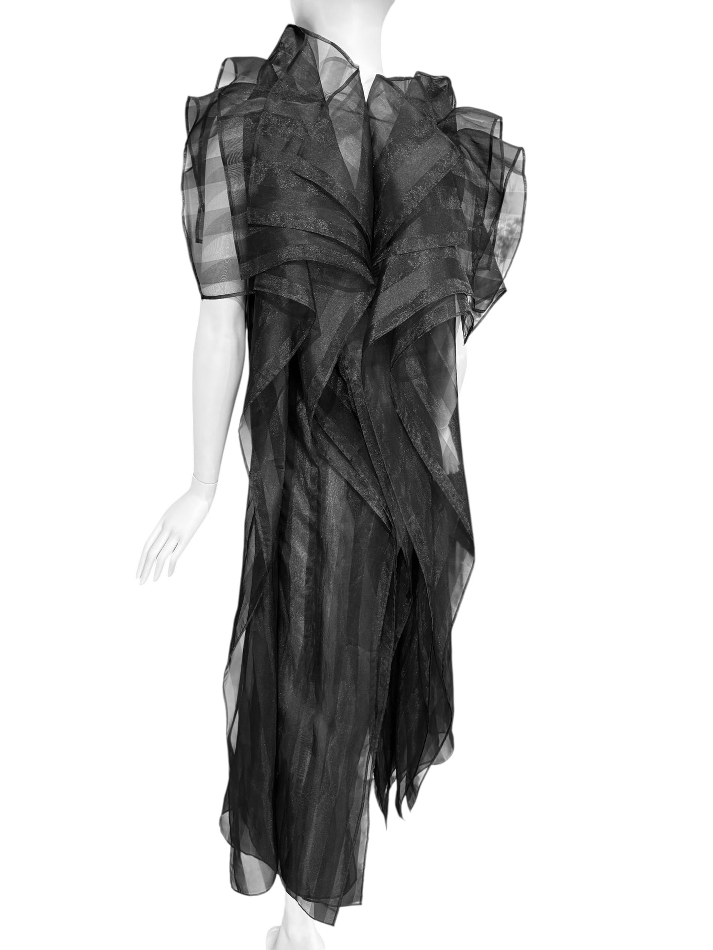 ISSEY MIYAKE FW2009 BY DAI FUJIWARA BLACK PANELS SHEER MAXI DRESS