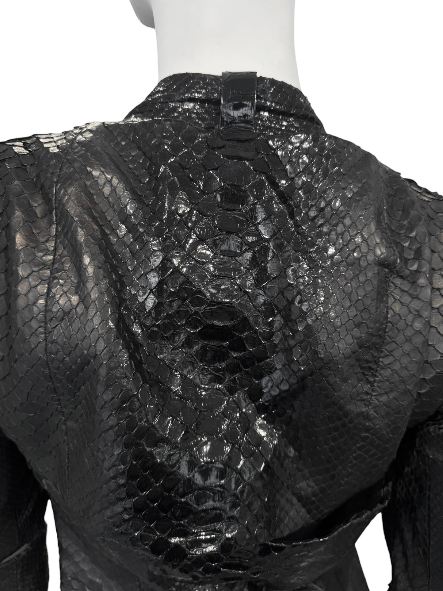 GUCCI SS2010 BY FRIDA GIANNINI BLACK PYTHON LEATHER CUT OUT JACKET