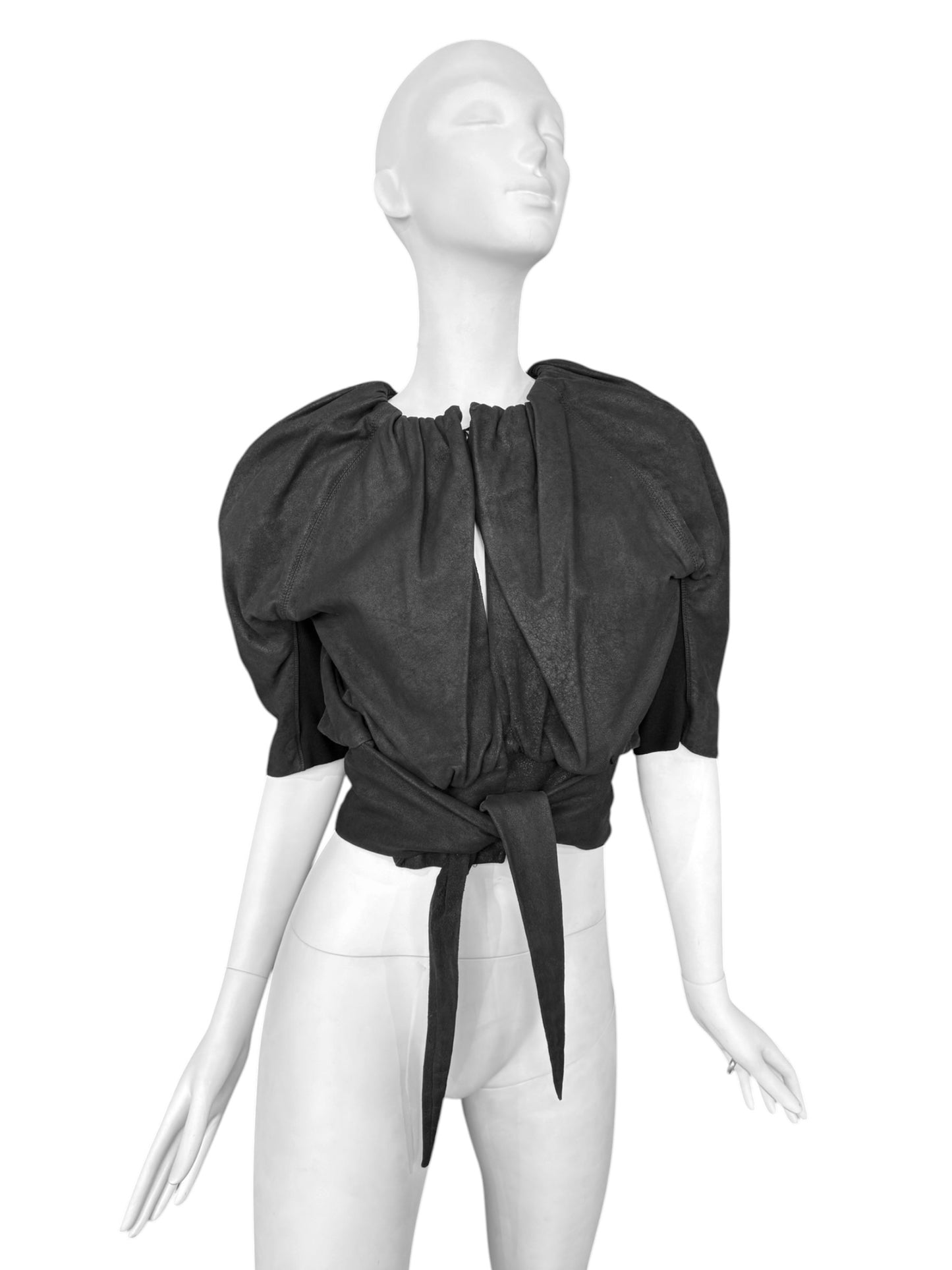 RICK OWENS SS2009 «STRUTTER» BLACK LEATHER BUBBLE JACKET