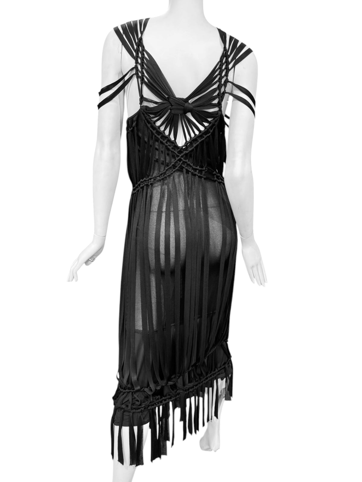 CHRISTIAN DIOR SS2003 ‘TOUGH CHIC’ BY JOHN GALLIANO BLACK MACRAMÉ MAXI DRESS