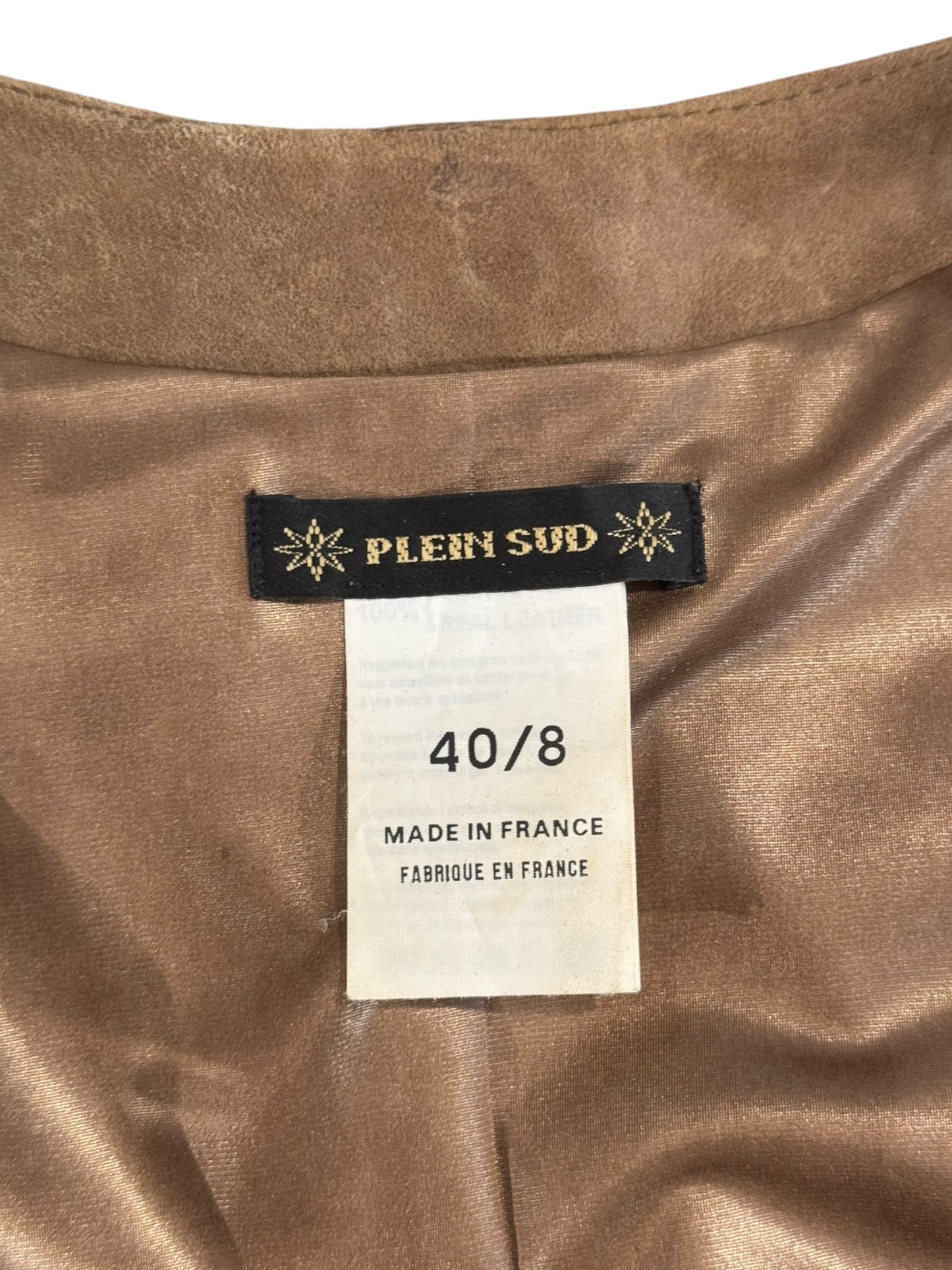 PLEIN SUD FW2002 BROWN LEATHER LACE-UP CAGE VEST