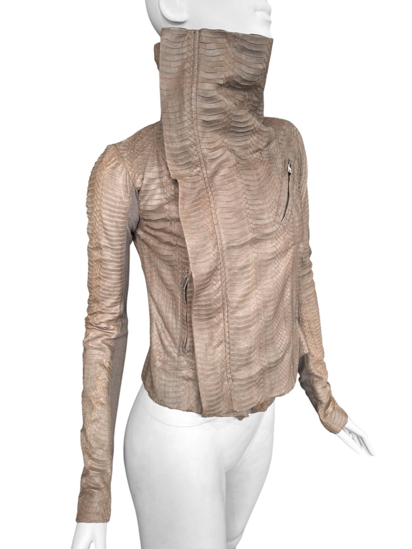 RICK OWENS SS2012 «NASKA» BROWN PYTHON LEATHER ASYMMETRICAL ZIP JACKET