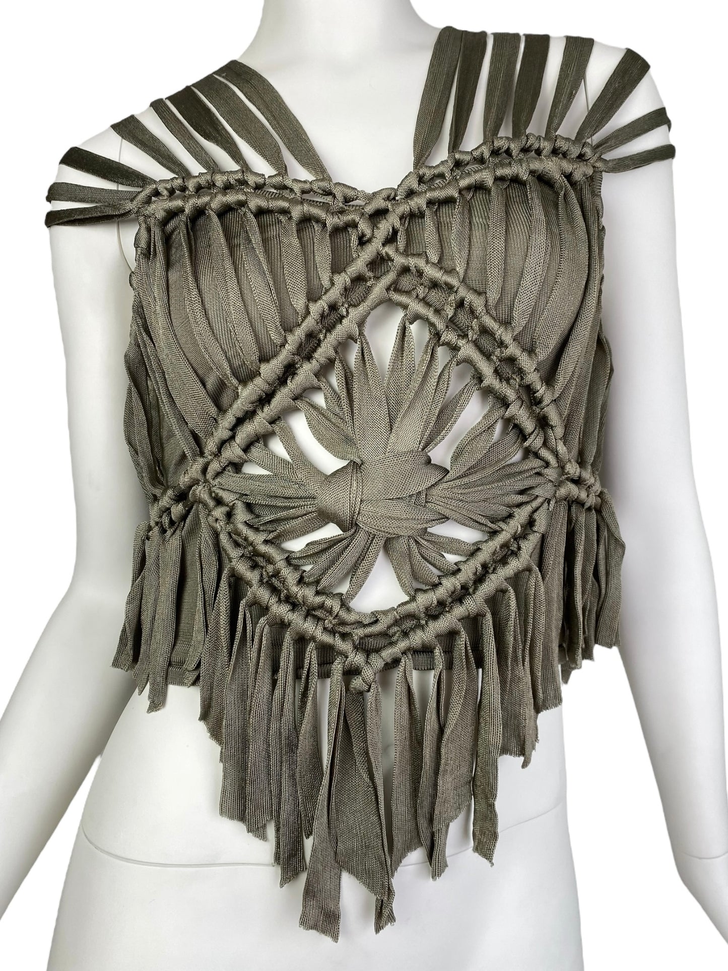 DIOR SS2003 BY GALLIANO KHAKI KNOTTED TOP