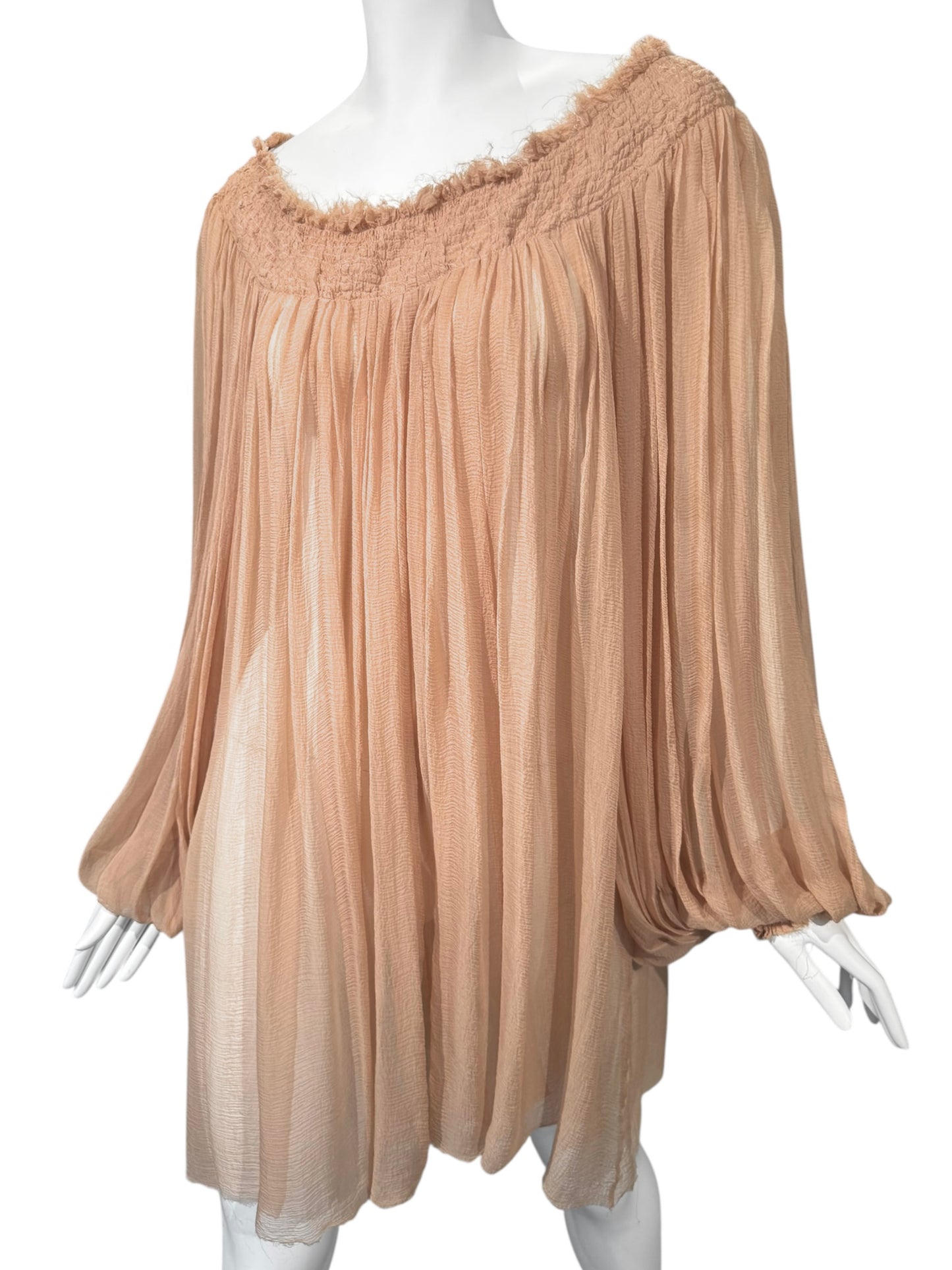 ALEXANDER MCQUEEN SS2003 «IRERE» BLUSH NUDE SILK BLOUSE/DRESS
