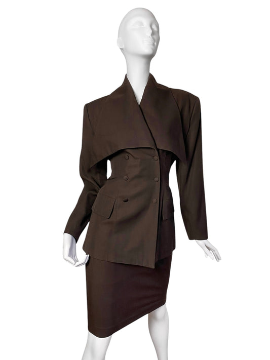 PLEIN SUD SS1990 BROWN SKIRT SUIT (BLAZER + SKIRT)